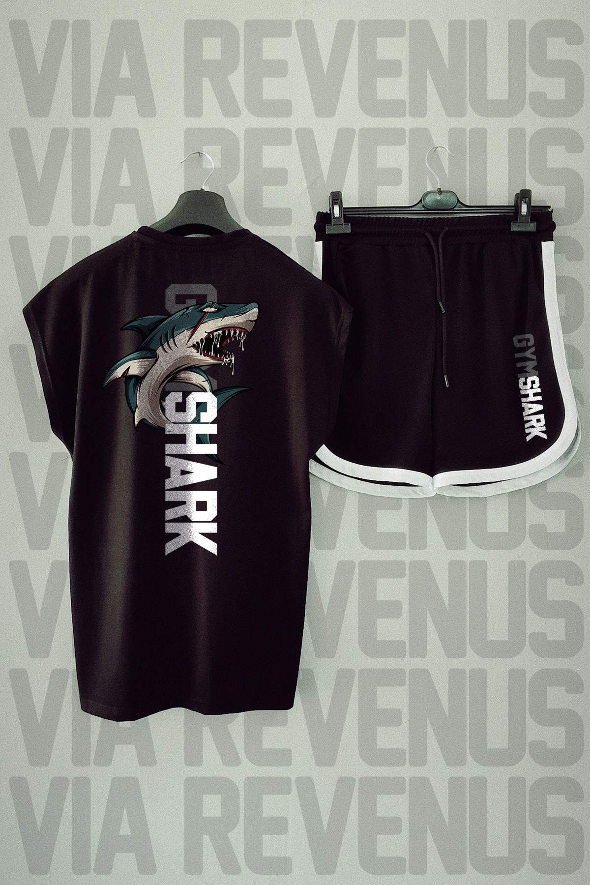 Vordevia Gym Sırt Baskılı Sıfır Kollu Spor Tshirt Ve Şort Takımı