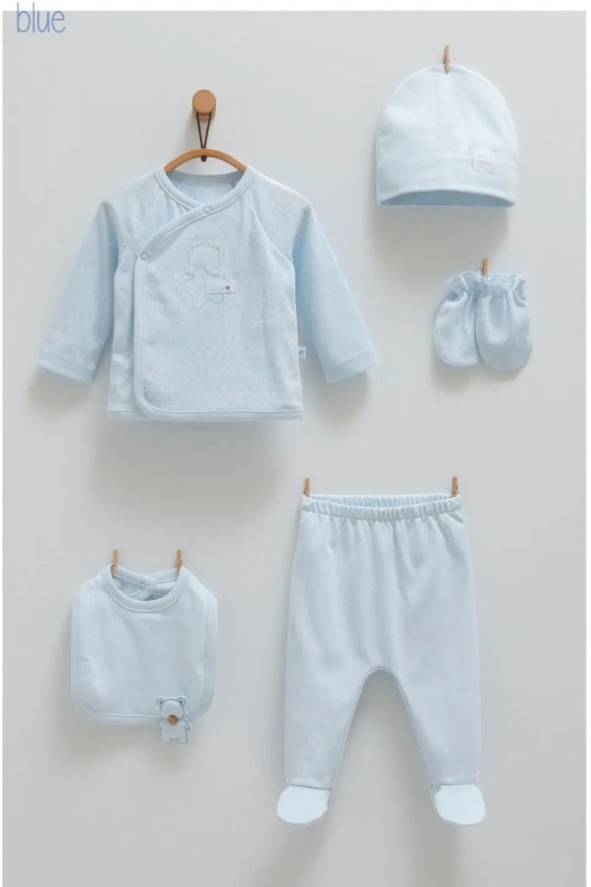 Caramell incibaby % 100 Doğal Pamuk Jakarlı Yazlık Erkek Bebek 5'li Hastane Çıkışı New Season