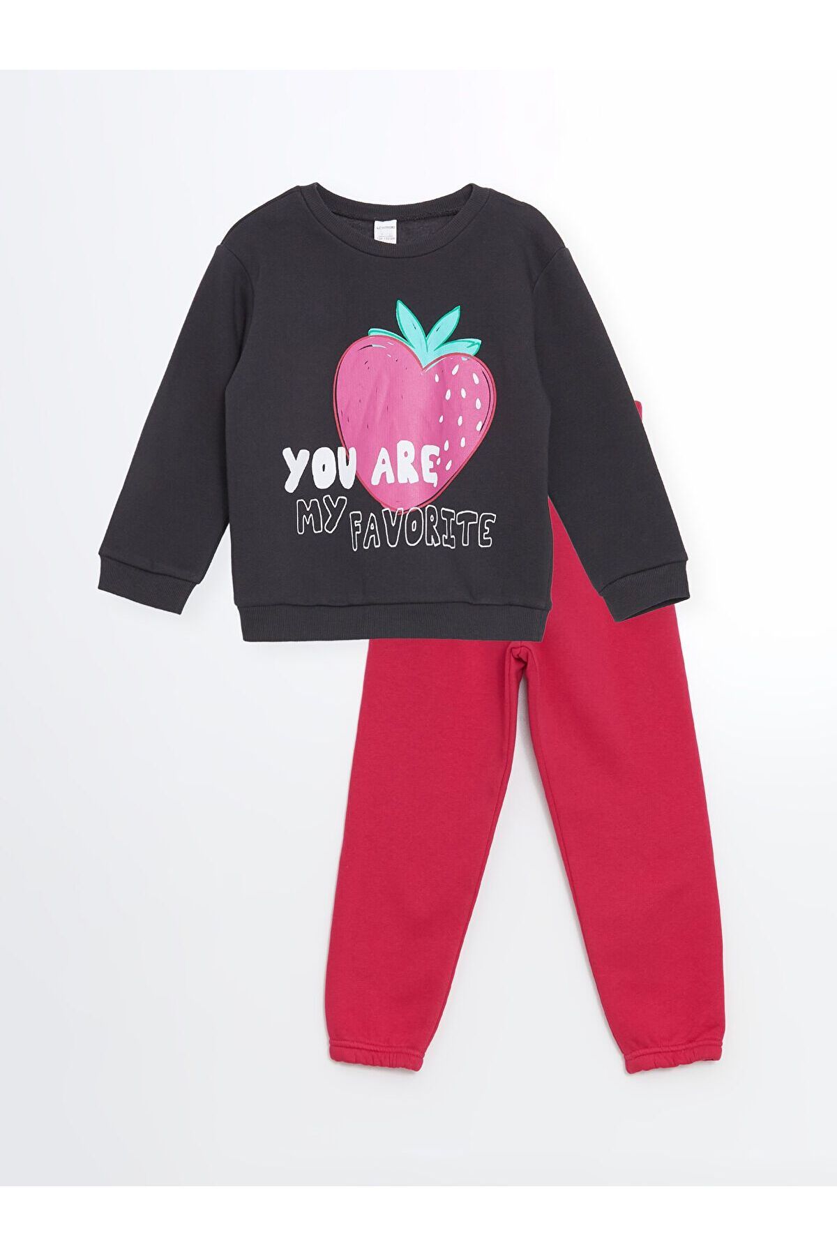 LC Waikiki Bisiklet Yaka Kız Çocuk Sweatshirt ve Eşofman Altı