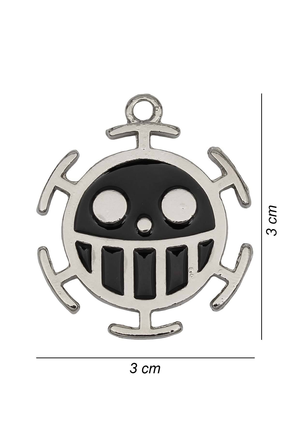 Rua Jewelry One Piece Trafalgar Law Anime Fan Luffy Bomba Kolye - Siyah Mine Gümüş Renk Burgu Zincirli