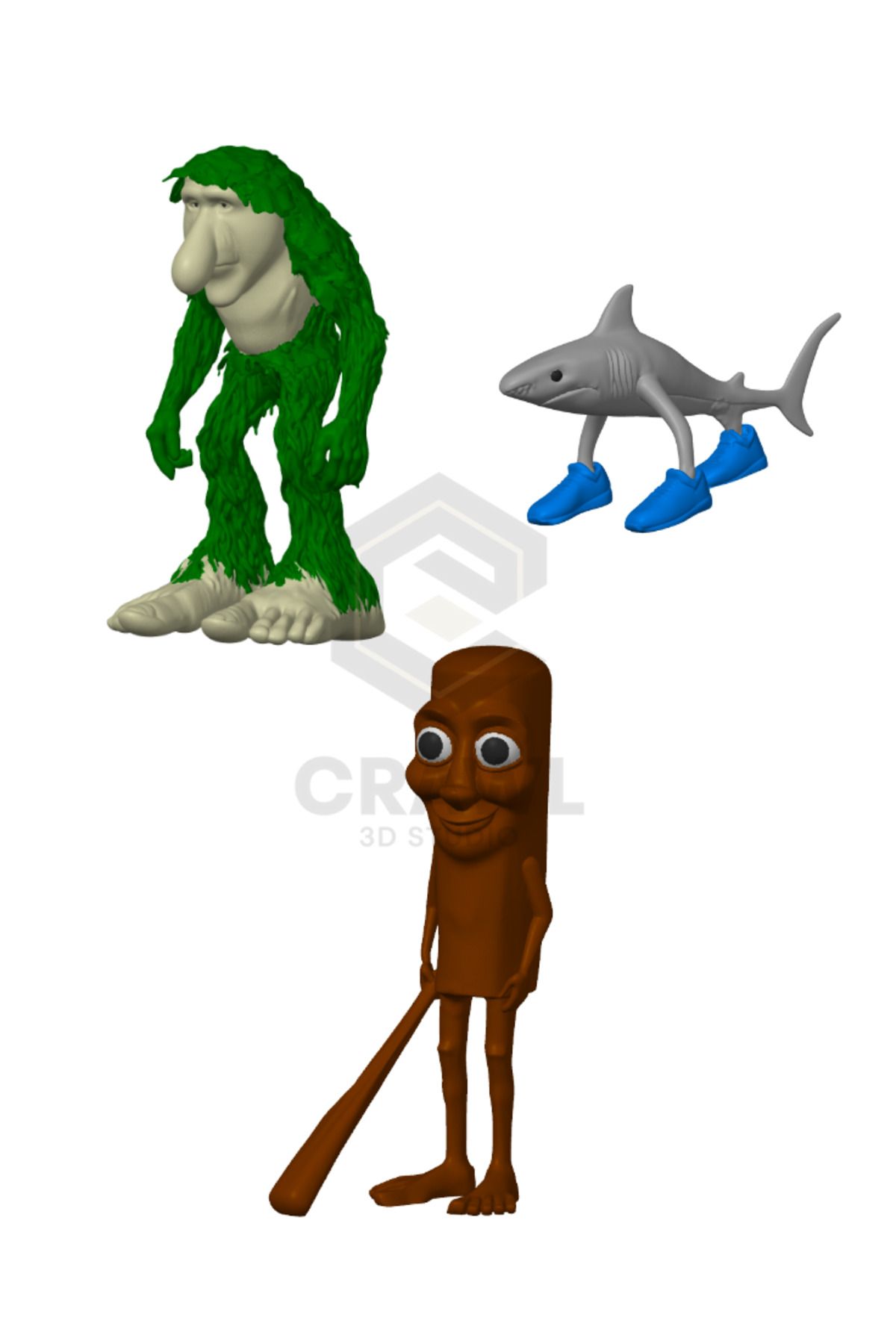 CRAWL 3D STUDIO Tung Tung Sahur – Brr Brr Patapim – Tralalero Tralala 6 cm 3'lü Figür Seti