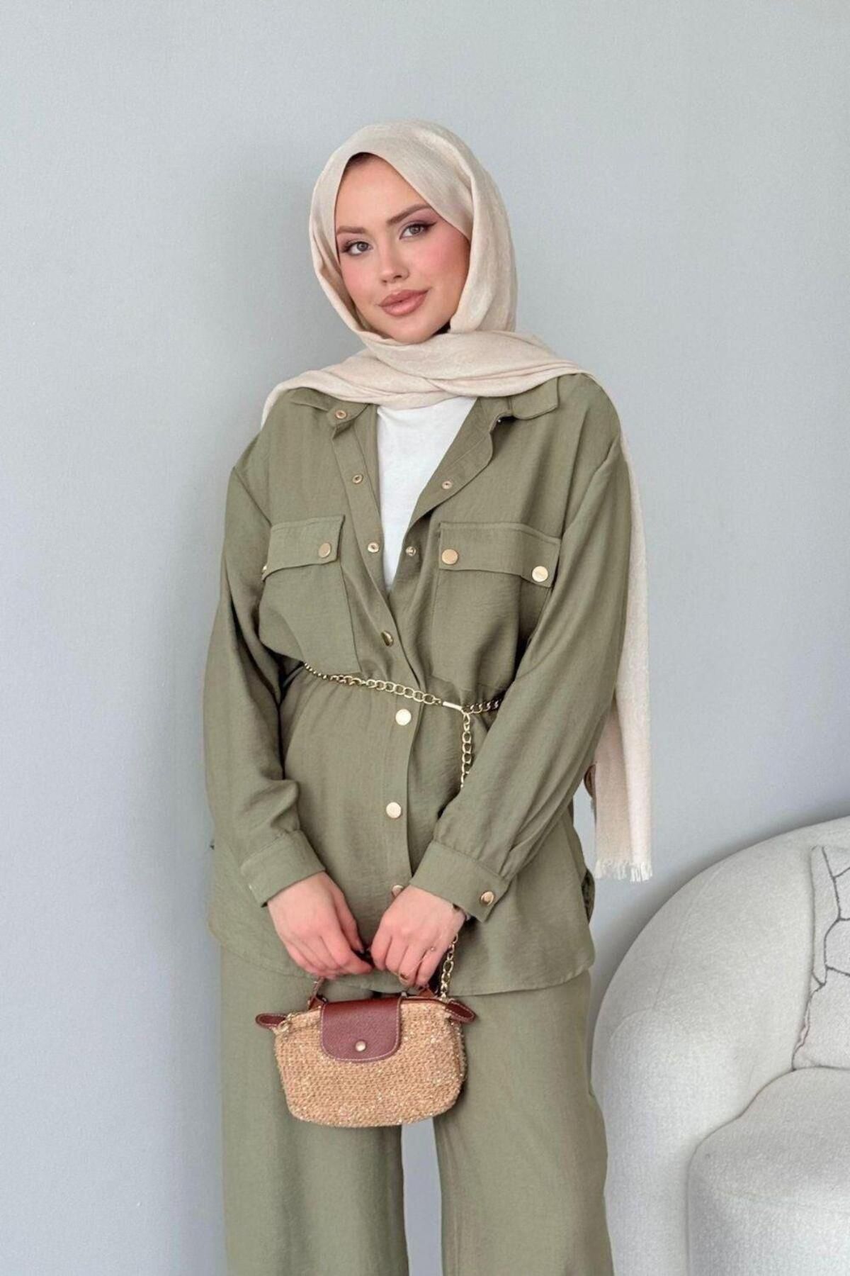 Şulemoda Giyim Şanel Çıtçıt Takım Haki