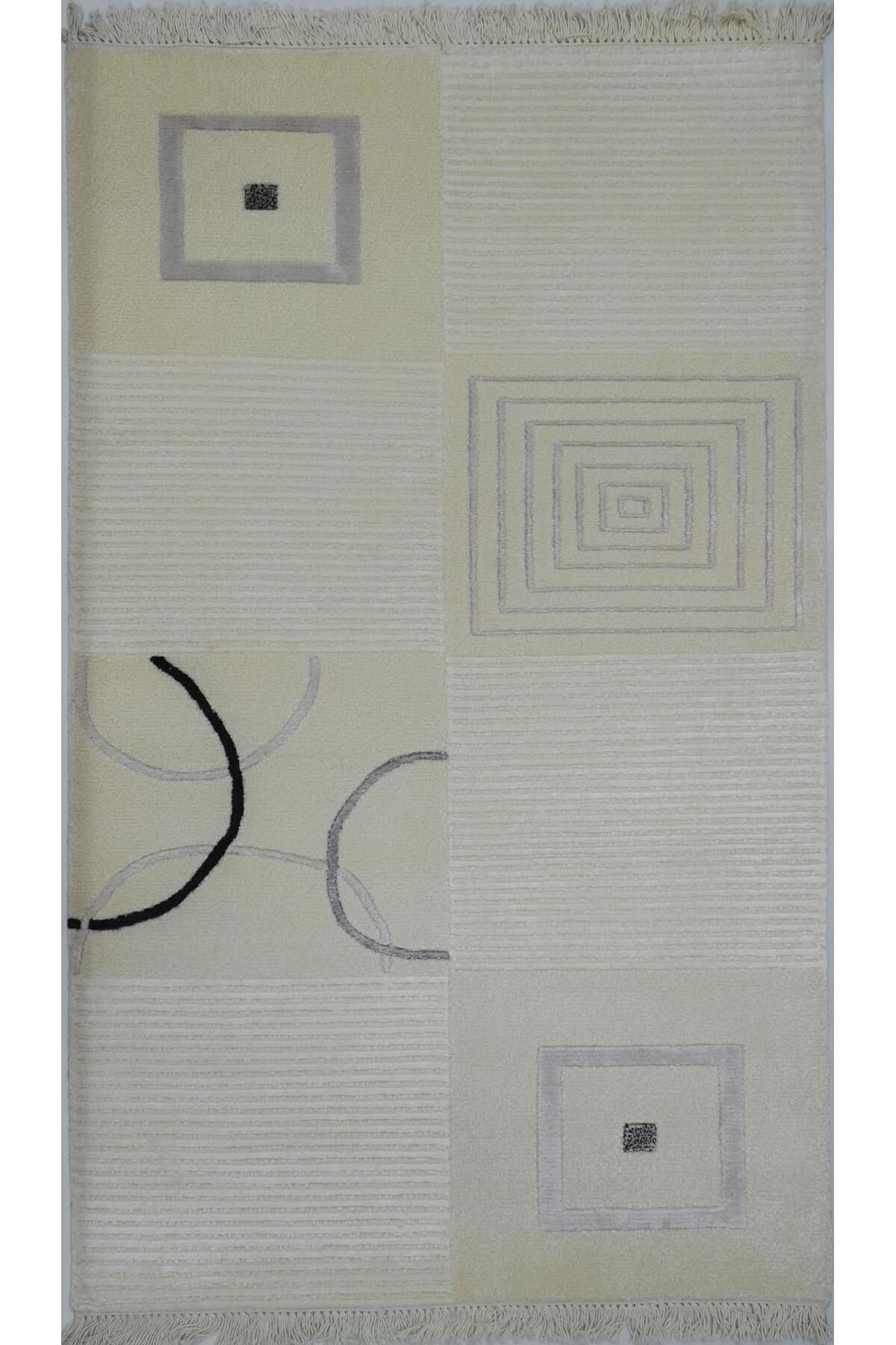 Handmade Yüksek Kalite Yünden El Dokuma Krem Renk Nepal Halısı 80x150 cm (1.2 m²)