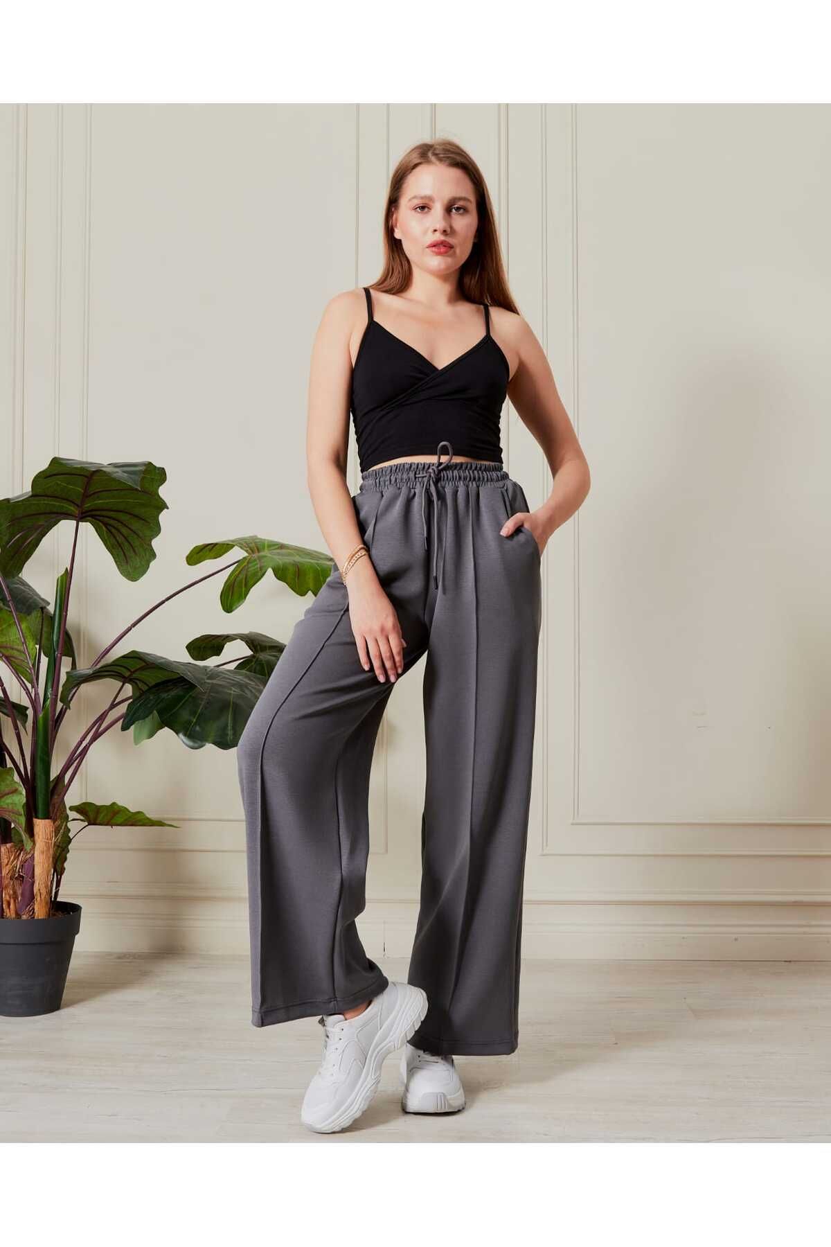 Jack Morino Oversize DoubleFace Interlok Palazzo Pantolon