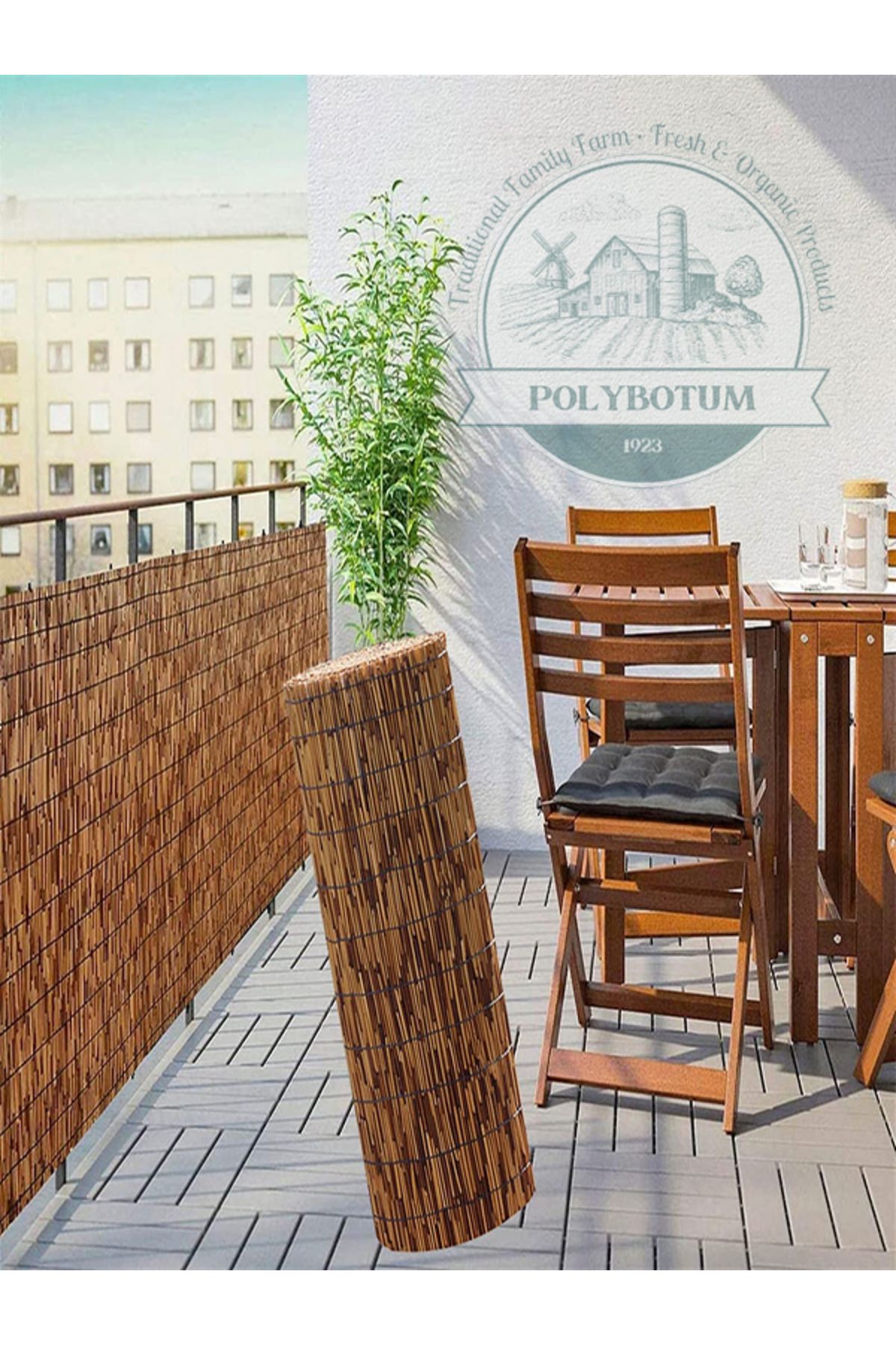 POLYBOTUM 200x300 Dekoratif Doğal Bambu Kamış Hasır Bahçe Çiti- Gölgelik Hasır -balkon -tavan Dekorasyon