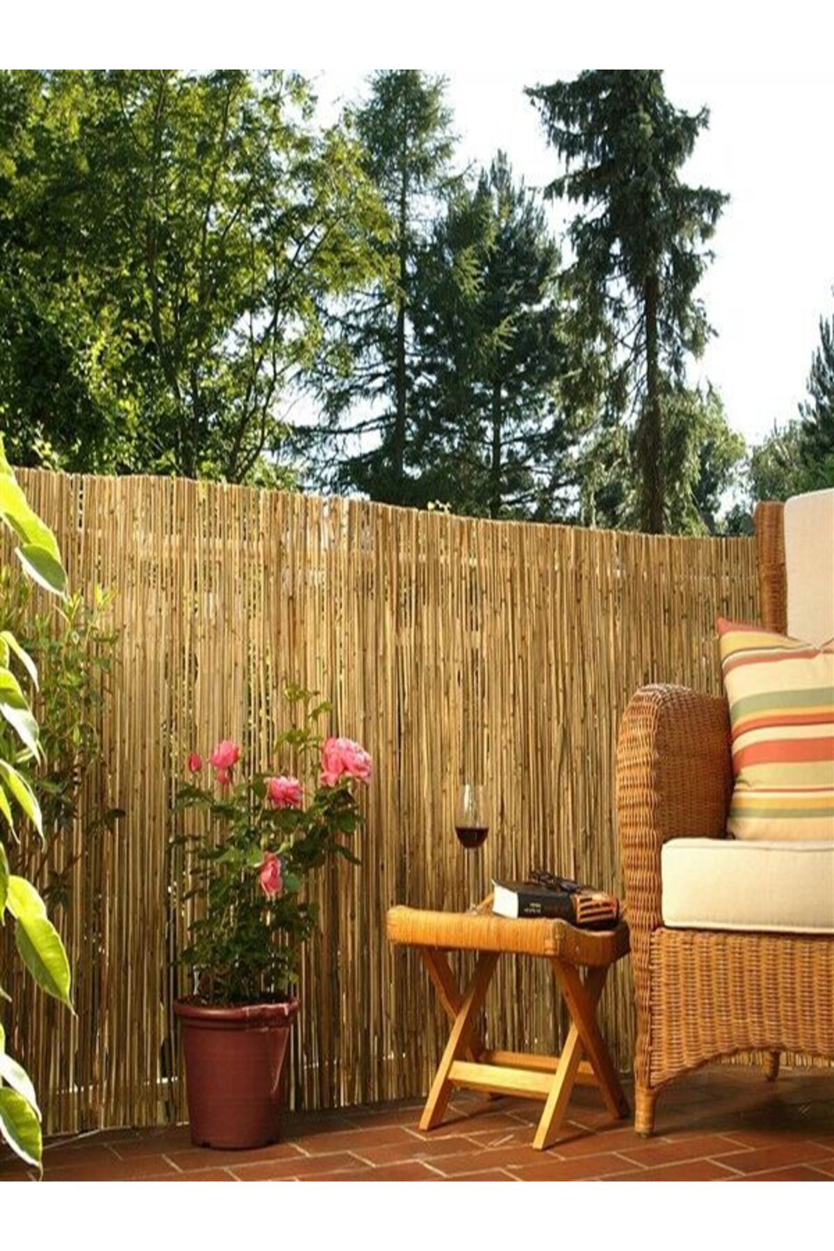 POLYBOTUM 150x500 Dekoratif Doğal Bambu Kamış Hasır Bahçe Çiti- Gölgelik Hasır -balkon -tavan Dekorasyon