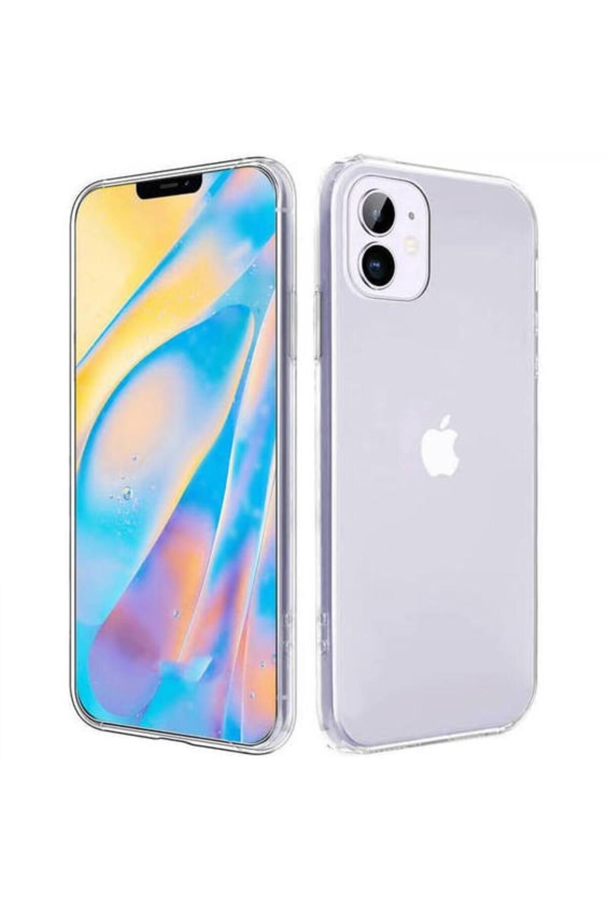 Glazef İPHONE 12 Şeffaf Kılıf Kamera Korumalı Ultra İnce Esnek Kılıf
