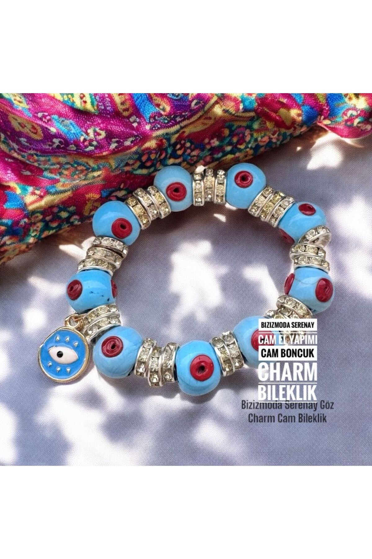 bizizmoda El yapımı Tasarım Charm Göz Nazar Bodrum Cam Boncuk Bileklik