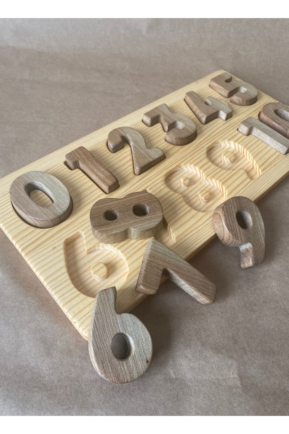 tiny wood Doğal Ahşap Eğitici Sayılar Seti | Montessori Matematik Oyuncak 0-9 | El Yapımı Puzzle
