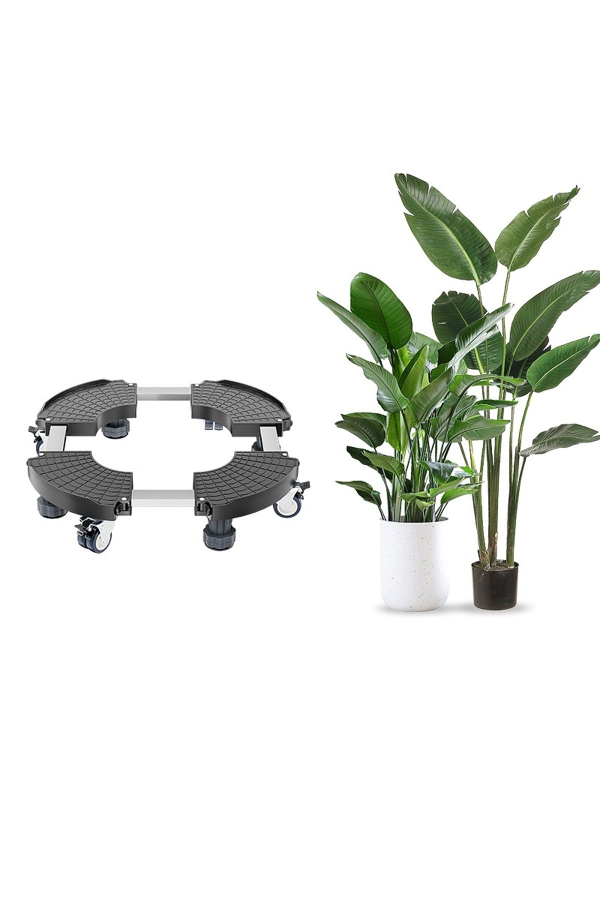 MARYALEX Suport Pentru Ghivece Mari De Flori, Interior Si Exterior, Ajustabil 40-58cm, 4 Picioare Reglabile - One Size