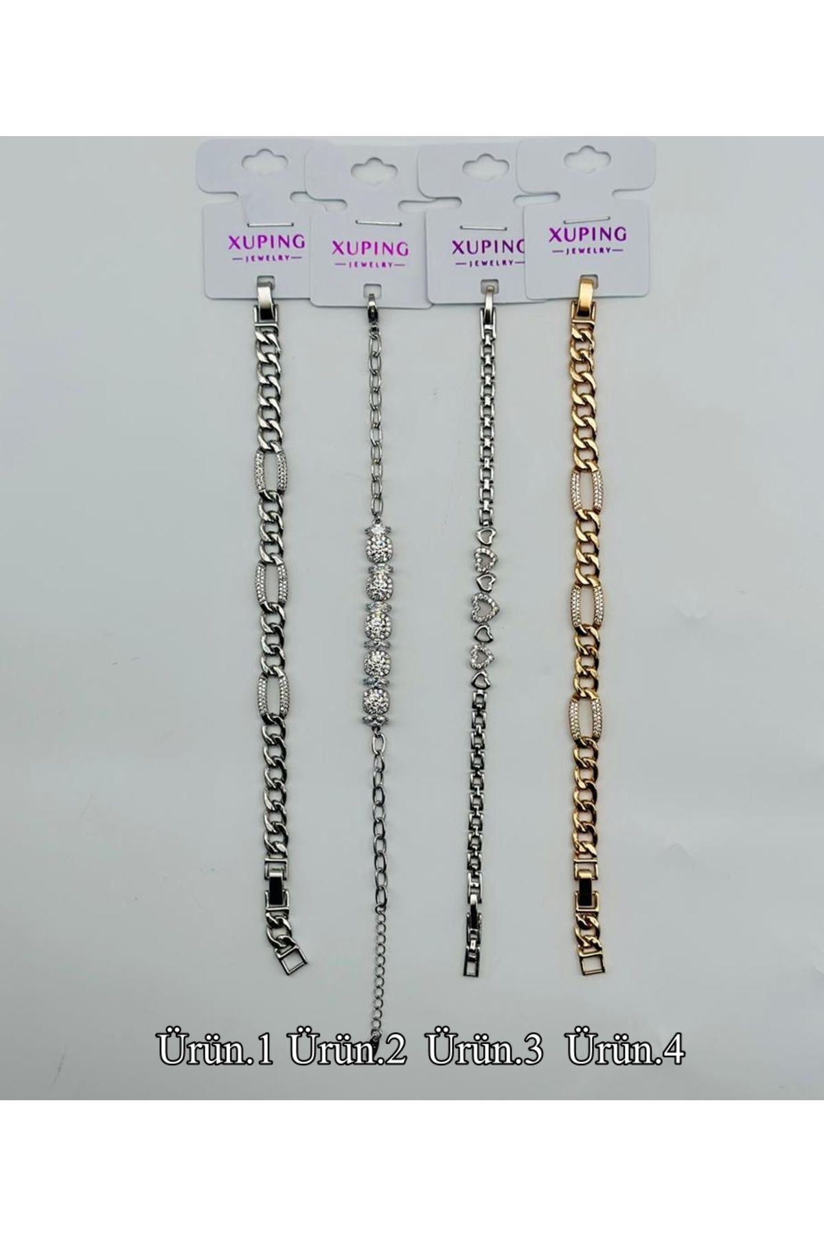 THULIA ÜÇLÜ SIRALI TAŞLI ZENCİR BİLEKLİK GOLD