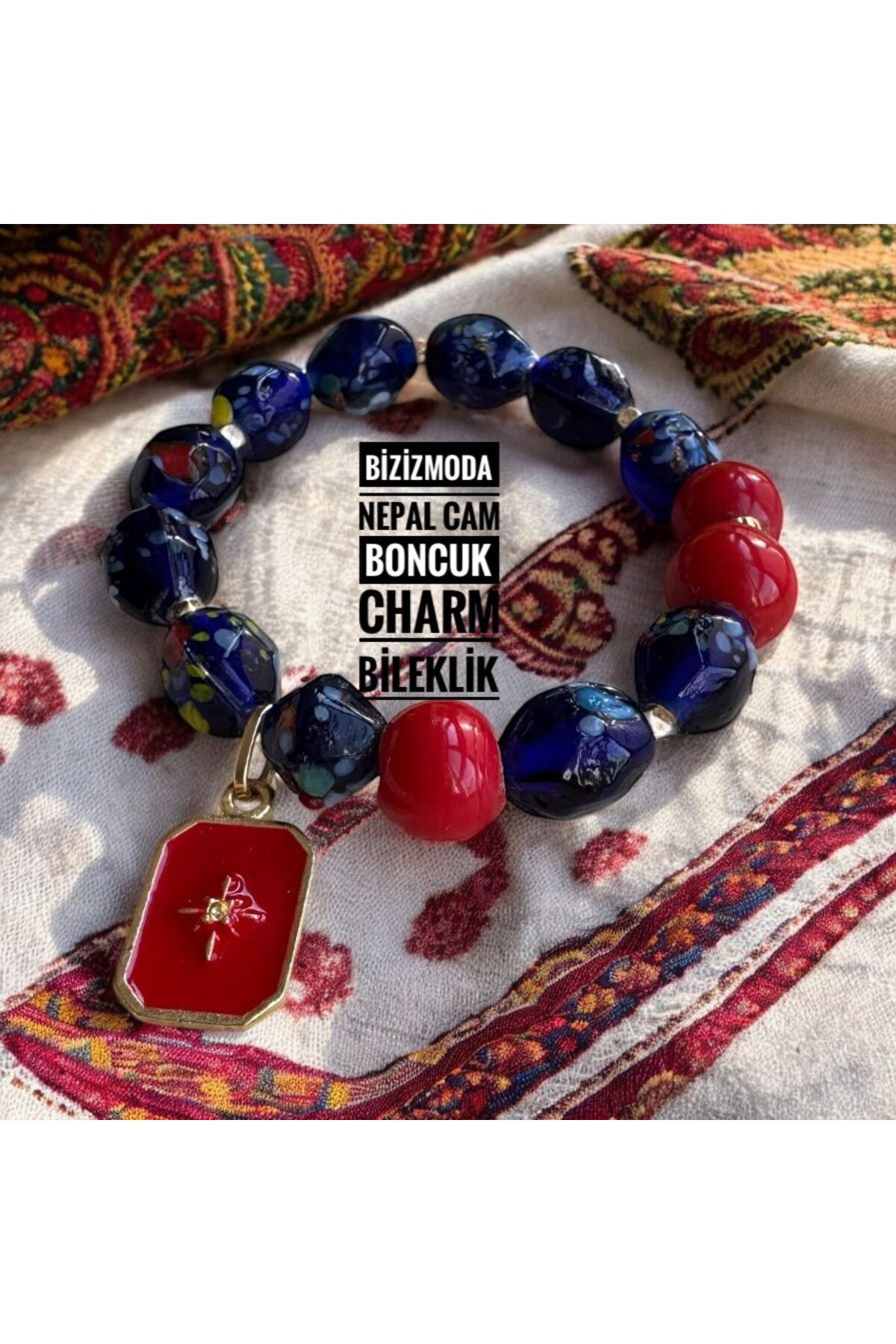 bizizmoda El yapımı Tasarım Charm Nazar Bodrum Cam Boncuk Bileklik