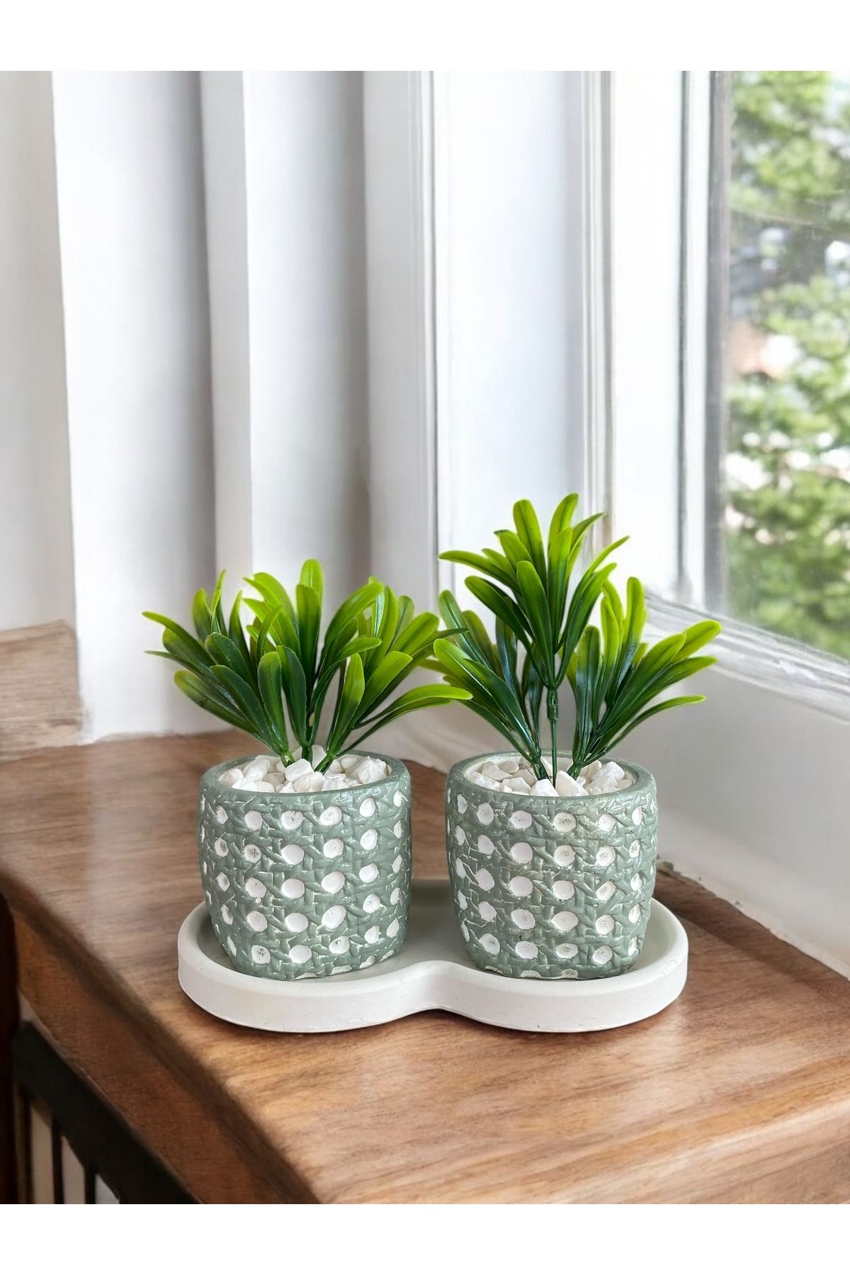 Momiko Hazeran Desenli 3lü Dekoratif Minik Beton Sukulent Saksısı, Hazeran Saksı, ÇİÇEKSİZDİR, 7X8 cm