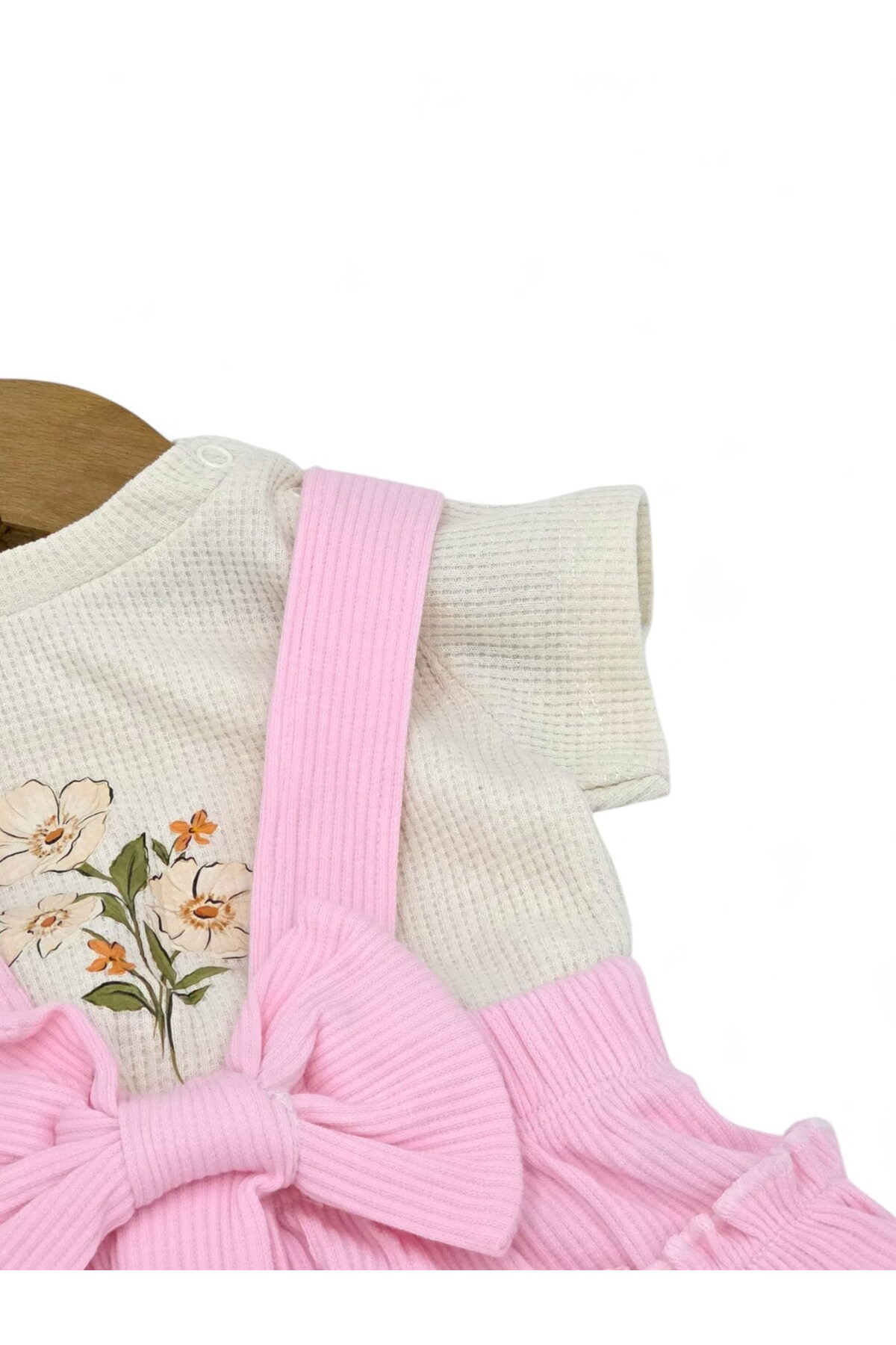 Ege Bebek KIZ BEBEK FİTİLLİ YAZLIK FİYONK DETAYLI SALOPET ELBİSE VE İÇ T-SHIRT SETİ 9-24 AY fotoğrafı 3 (önizleme)