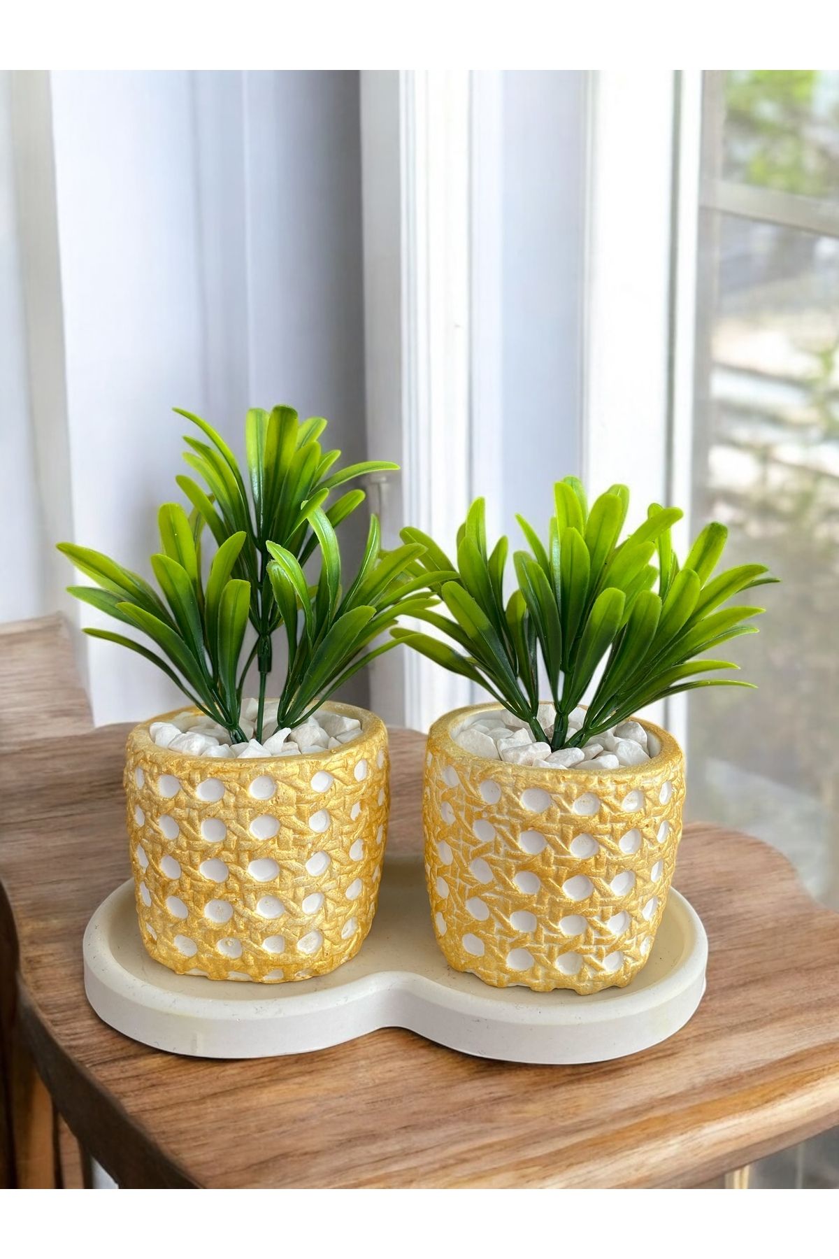 Momiko Hazeran Desenli 3lü Dekoratif Minik Beton Sukulent Saksısı, Hazeran Saksı, ÇİÇEKSİZDİR, 7X8 cm