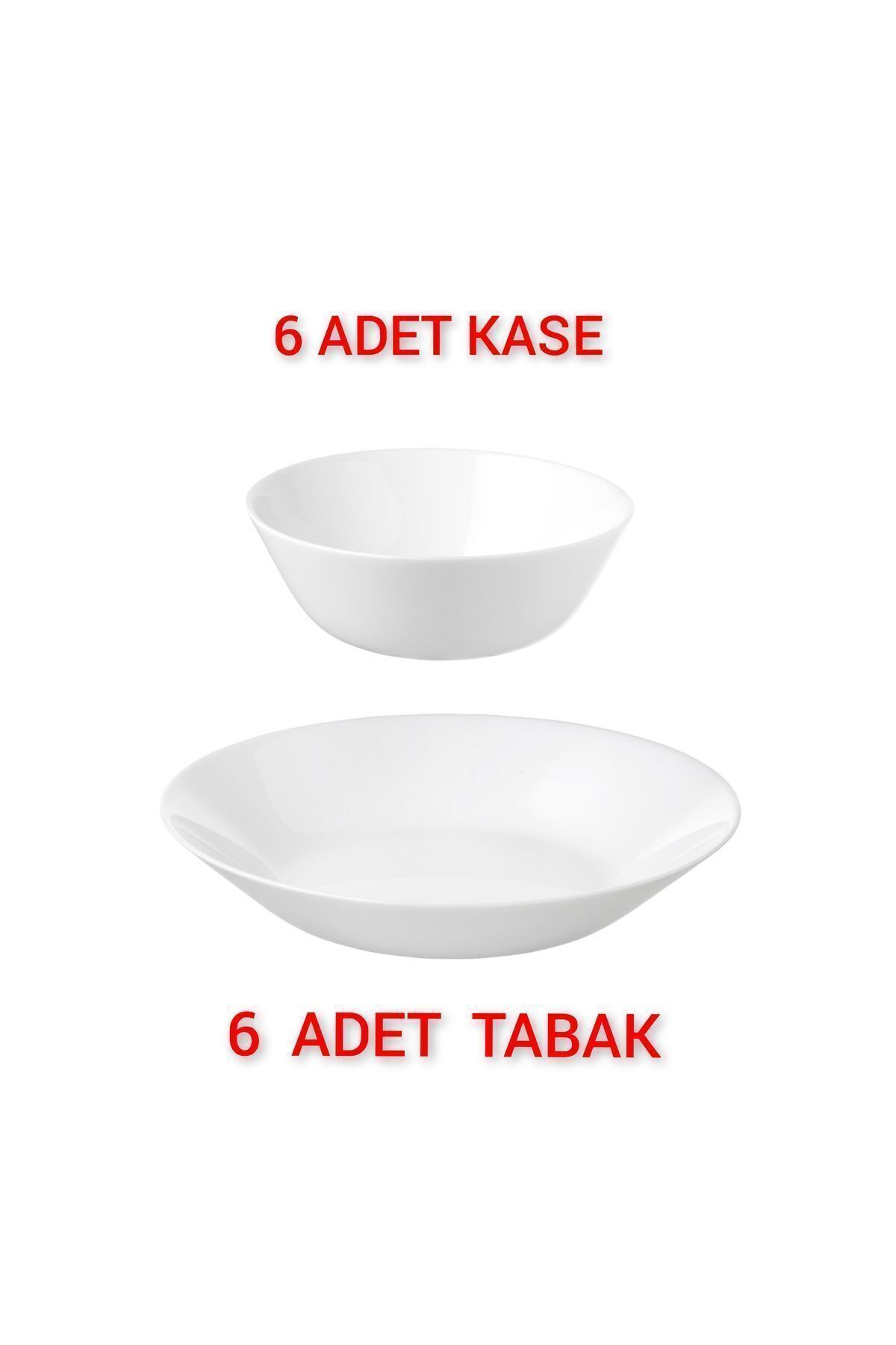 IKEA 6 Adet Çap 20 Cm Yemek Tabağı 6 Adet Çap 15 Cm Kase Temperli Cam