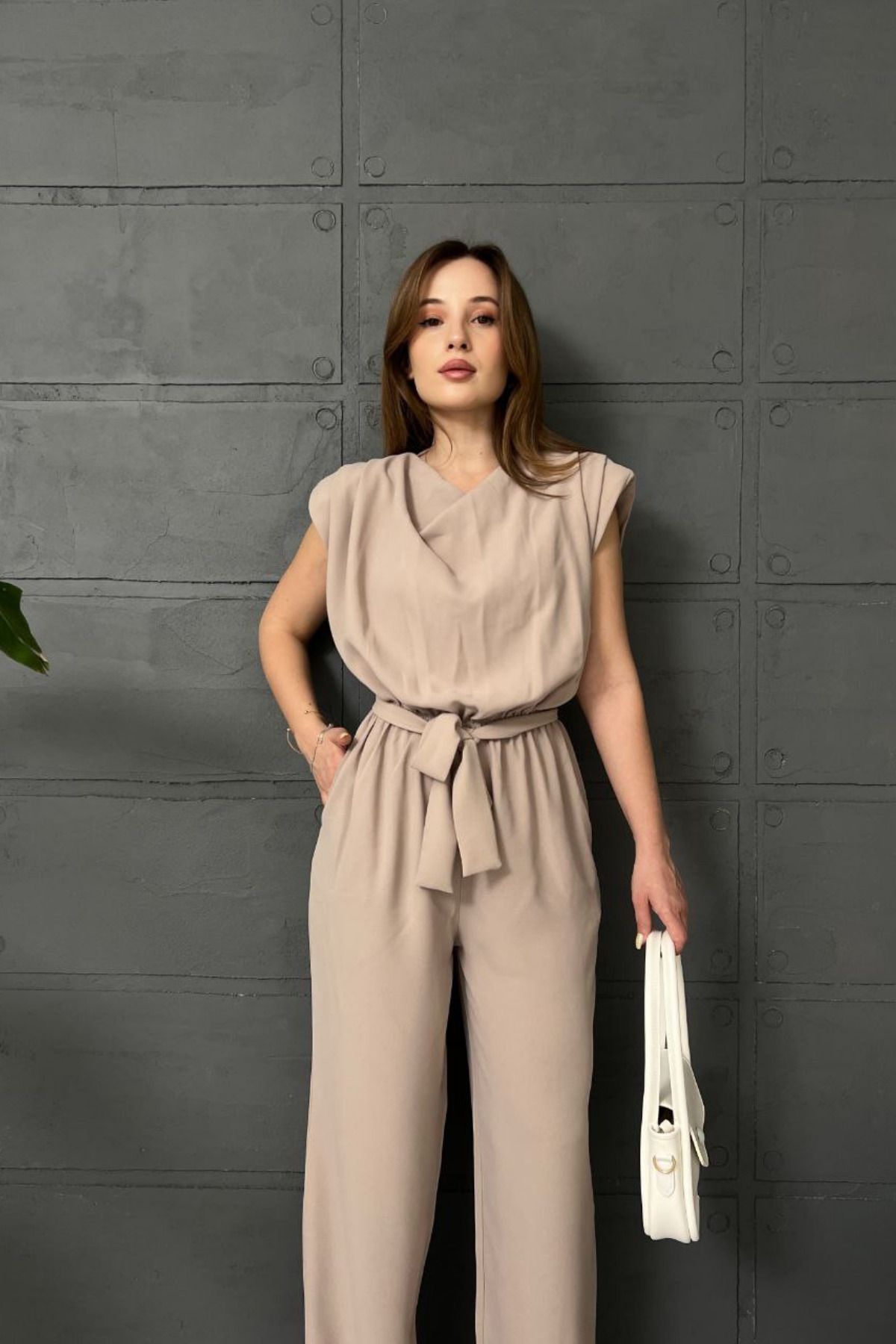 Sorridi Omzu Vatkalı Beli Kuşaklı Tulum