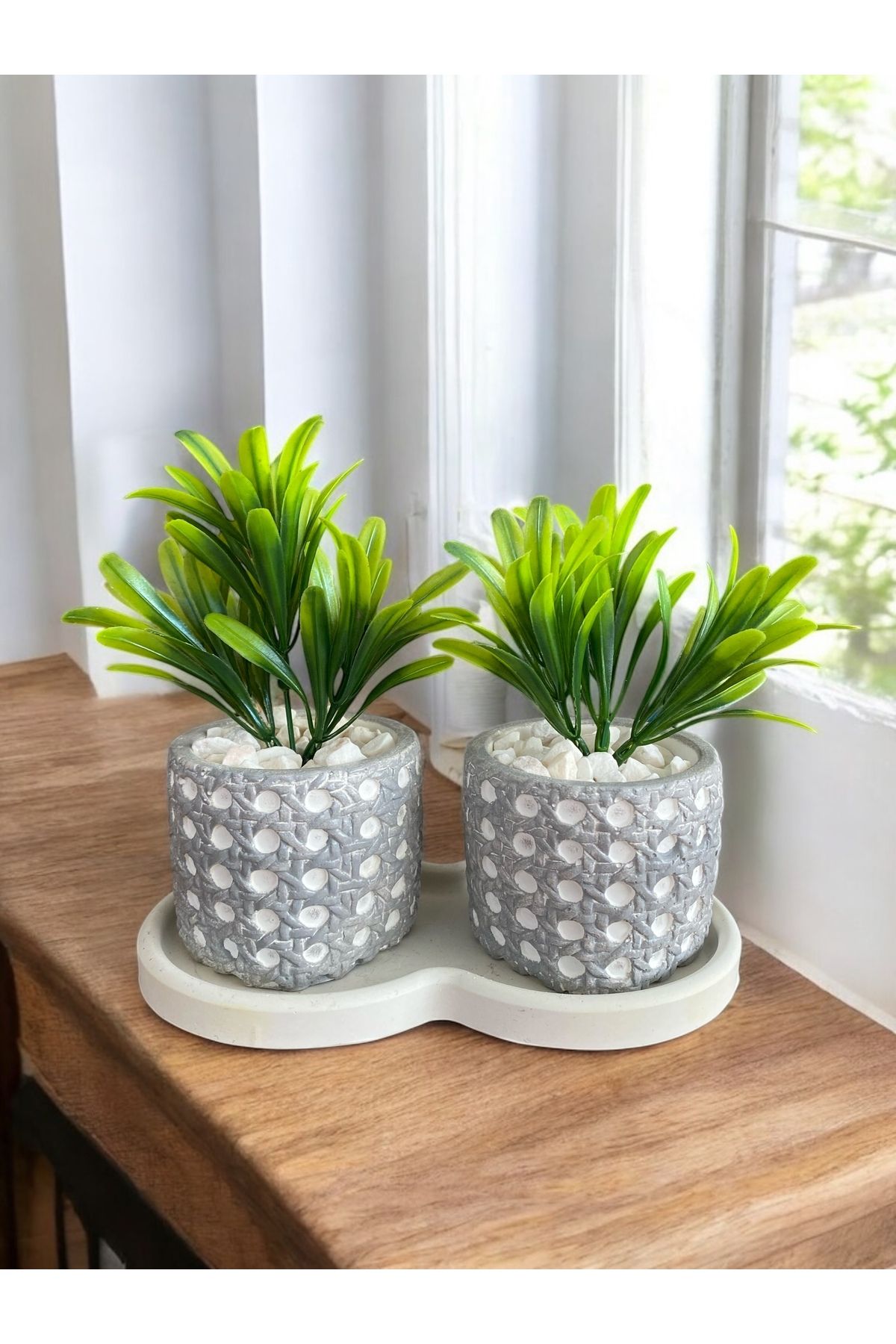 Momiko Hazeran Desenli 3lü Dekoratif Minik Beton Sukulent Saksısı, Hazeran Saksı, ÇİÇEKSİZDİR, 7X8 cm
