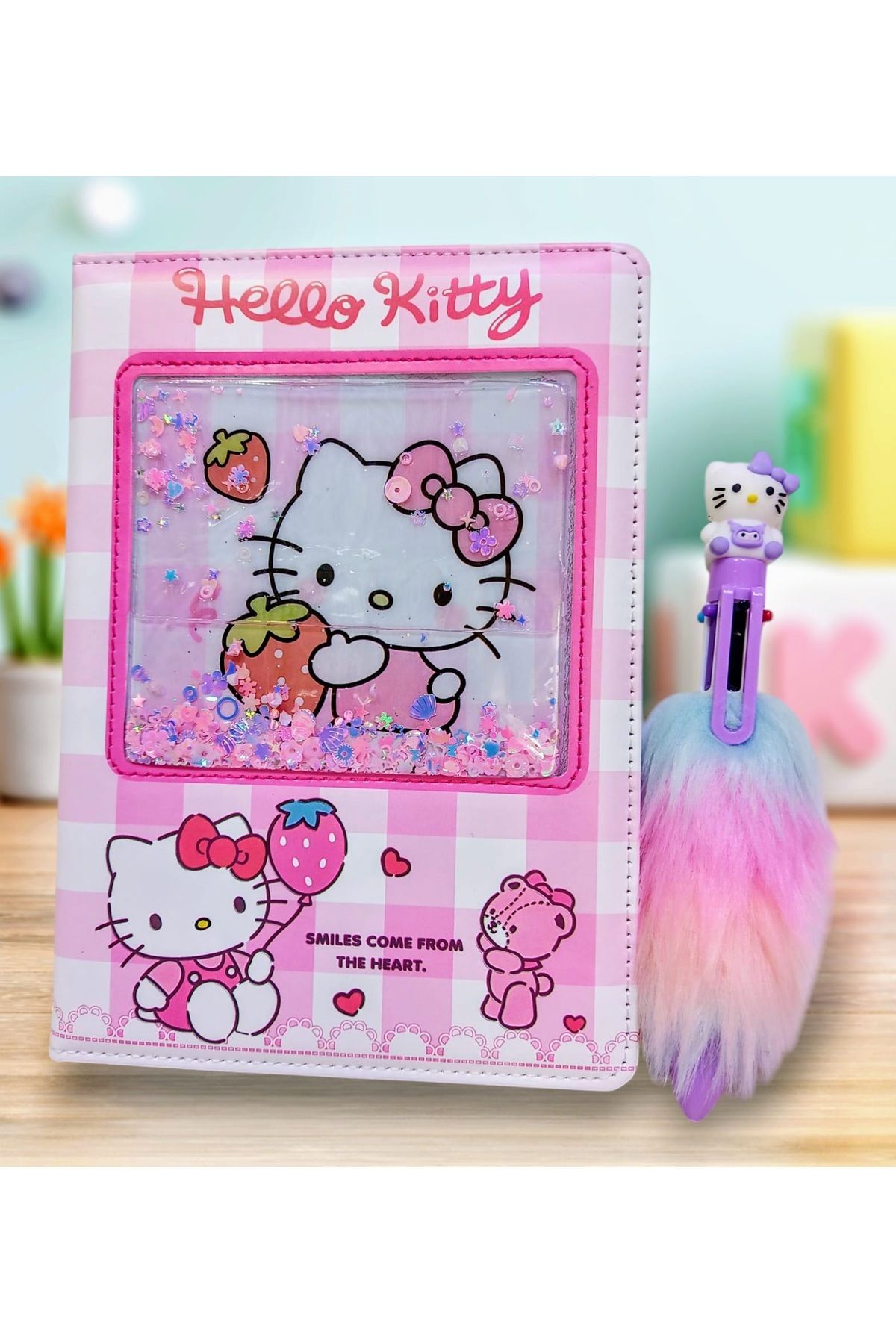 izmir yazici servis Hello Kitty Hatıra Defteri Simli Sulu Pullu Defter 6 Renk Yazabilen Kalem Hediyeli Set Karne