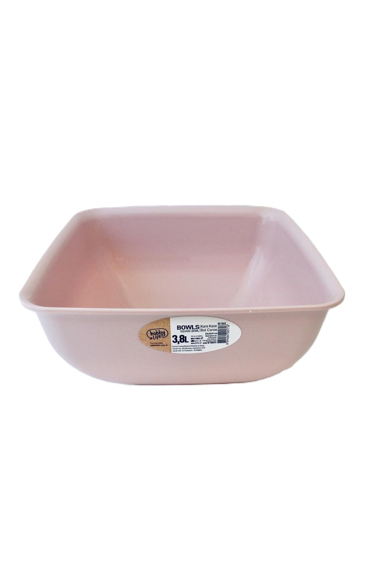 HOBBY LİFE Büyük Boy Bowls Kare Kase 3,8 Litre & Pembe-bpa Free