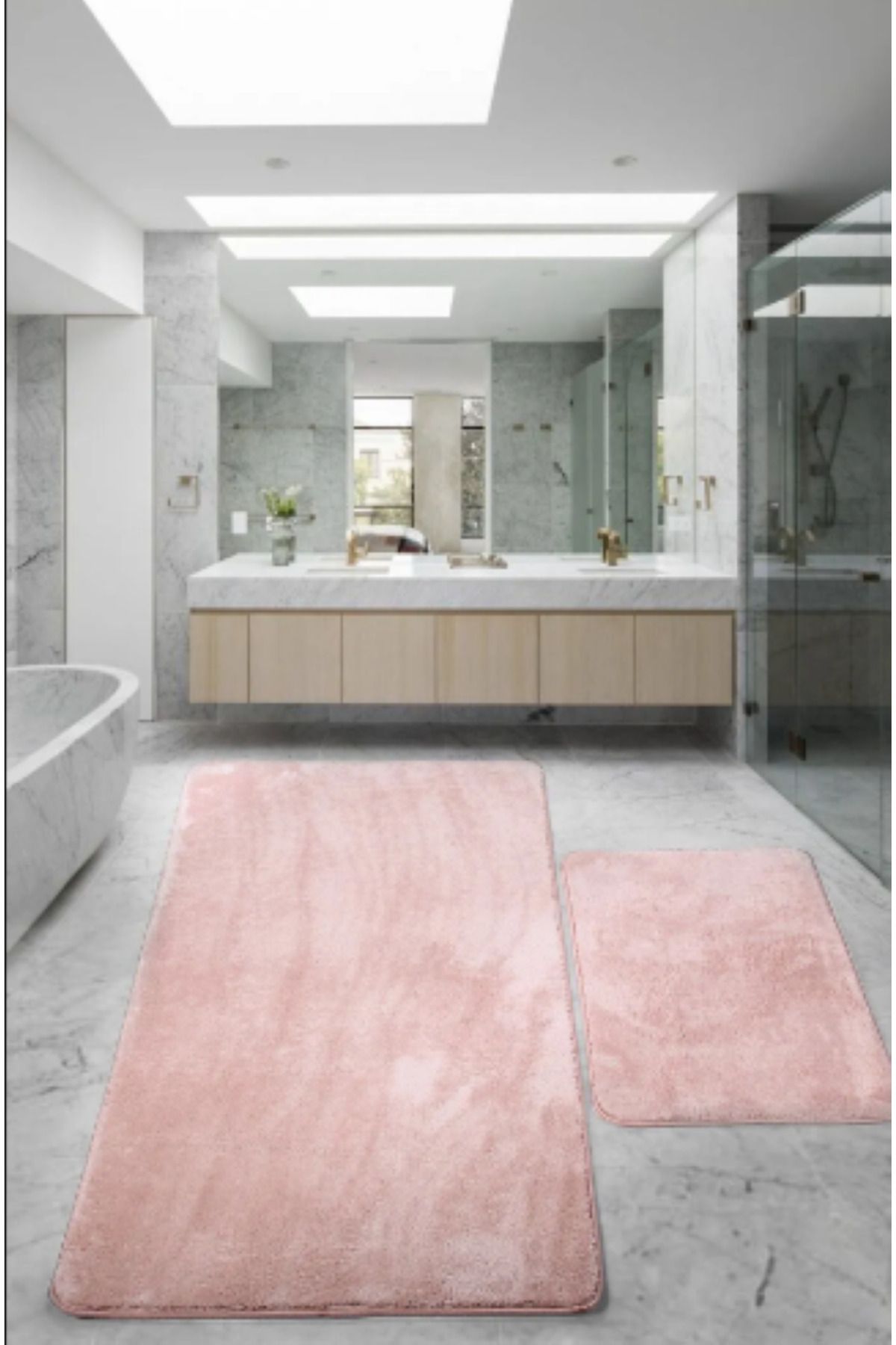 SERİA HALI Antrasit 80x150 50x80 Cm Büyük Ebat 2'li Banyo Paspası Seti Kaymaz Taban Klozet Takımı