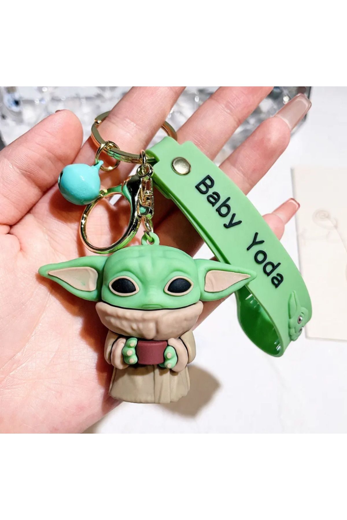 Bizde Ne Yok ki Star Wars Mandalorian The Child Grogu Baby Yoda Anahtarlık ve Çanta Süsü 3D Küçük Boy