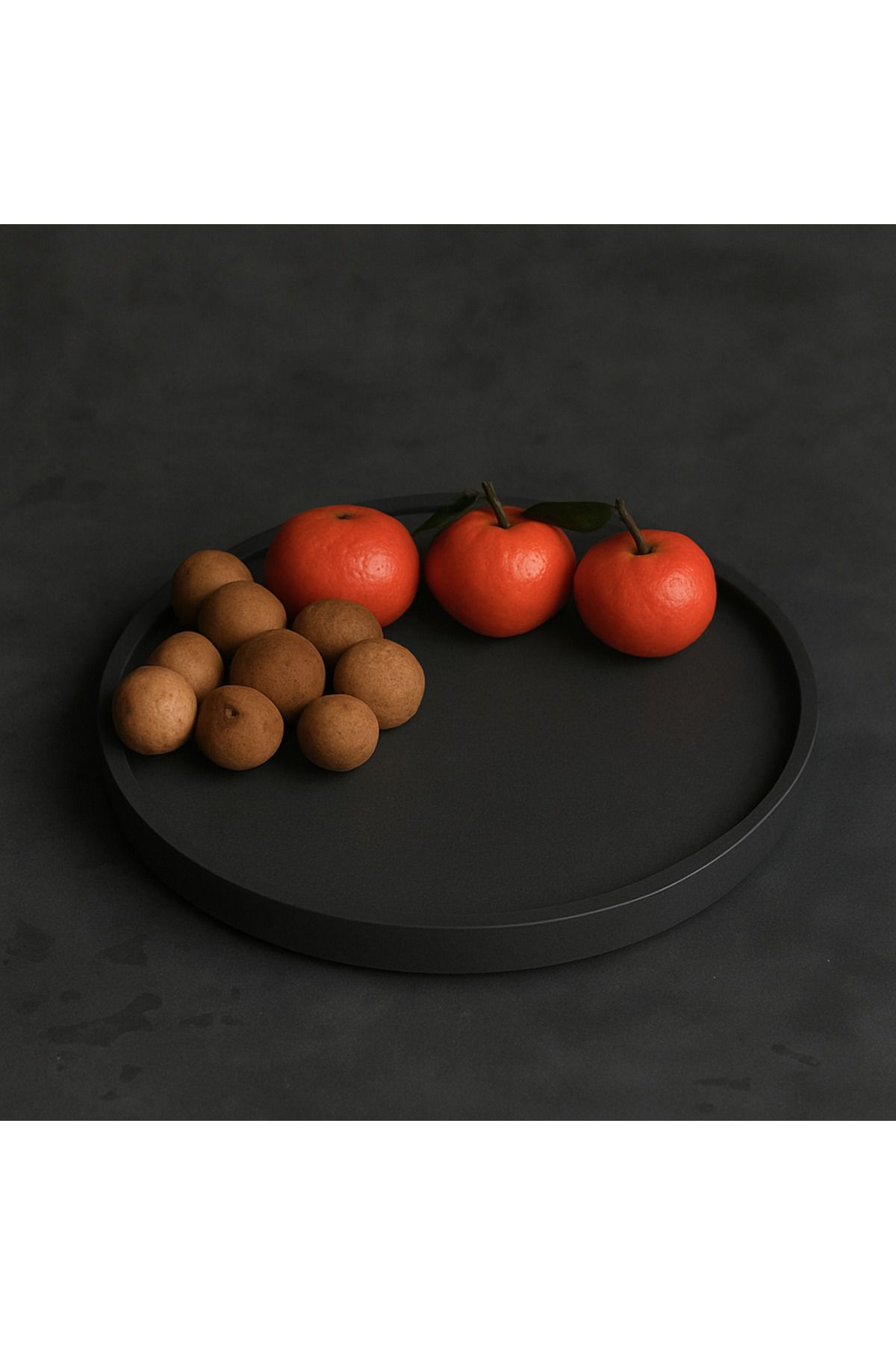Omerella Dekoratif , Mum, Saksı Ve Takı Tabağı, Mumluk, Organizer Tabak, Kase, Vazo 21cm Siyah