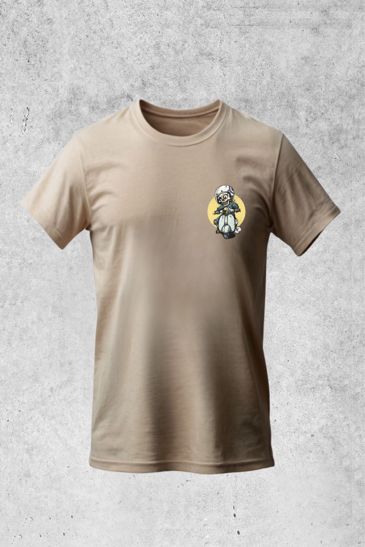 MOLICO basic unisex sıfır yaka kısa kollu MOTORCU KURT KAFA BASKILI Tshirt