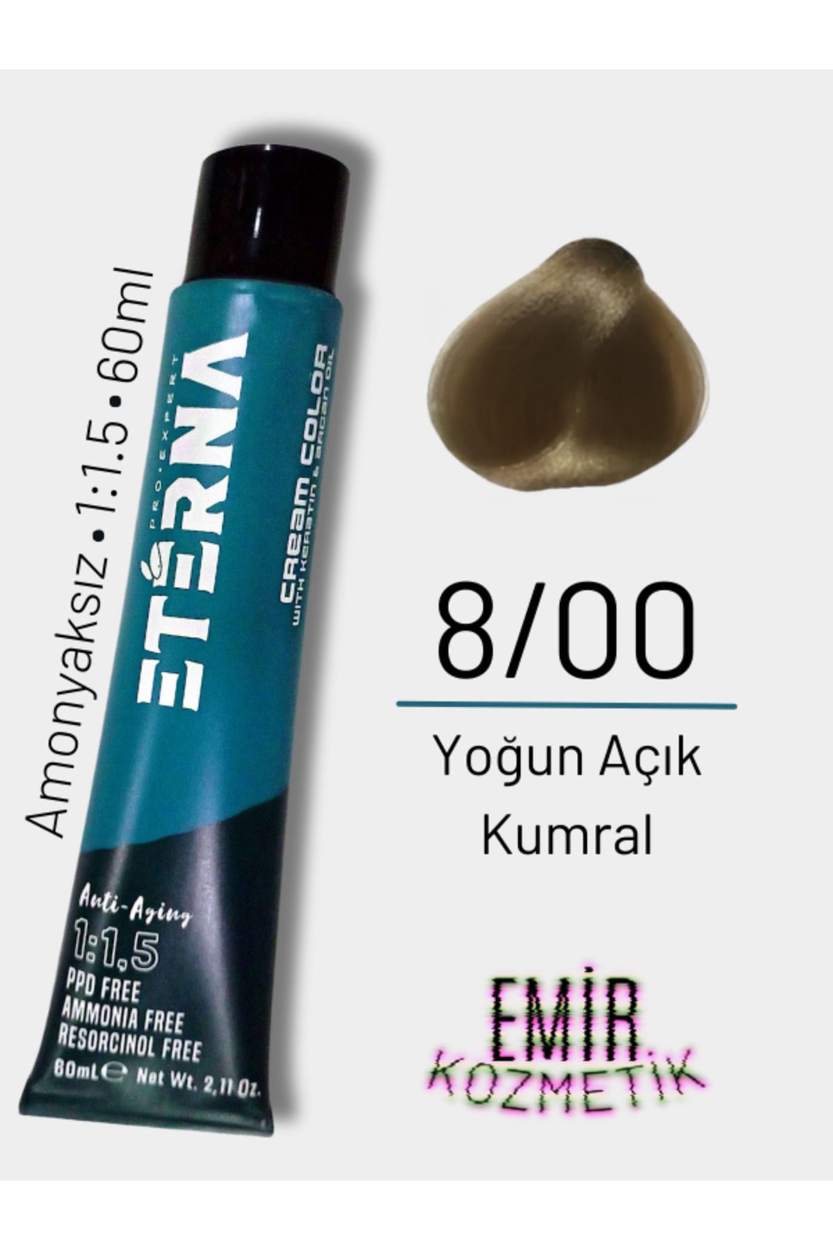 ETERNA Amonyaksız Doğal Saç Boyası - 8/00 Yoğun Açık Kumral