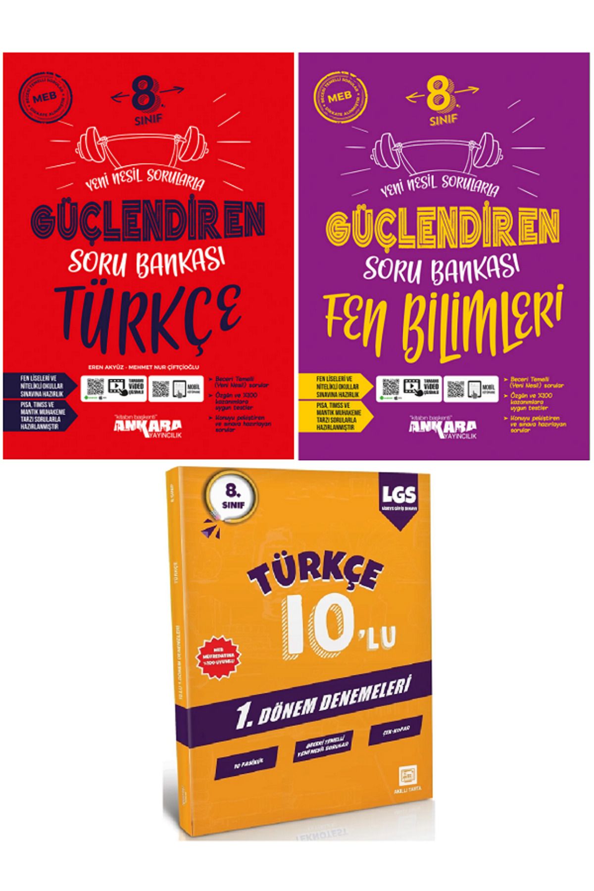 Ankara Yayıncılık 8.Sınıf Ankara Güçlendiren Türkçe + Fen Bilimleri Soru Bankası + 10'Lu Türkçe Deneme Hediye -3 KİTAP