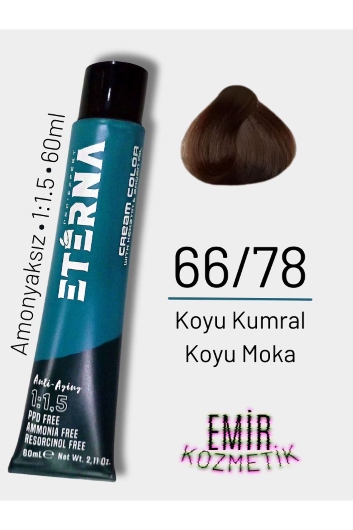 ETERNA Amonyaksız Doğal Saç Boyası - 66/78 Koyu Kumral Koyu Moka