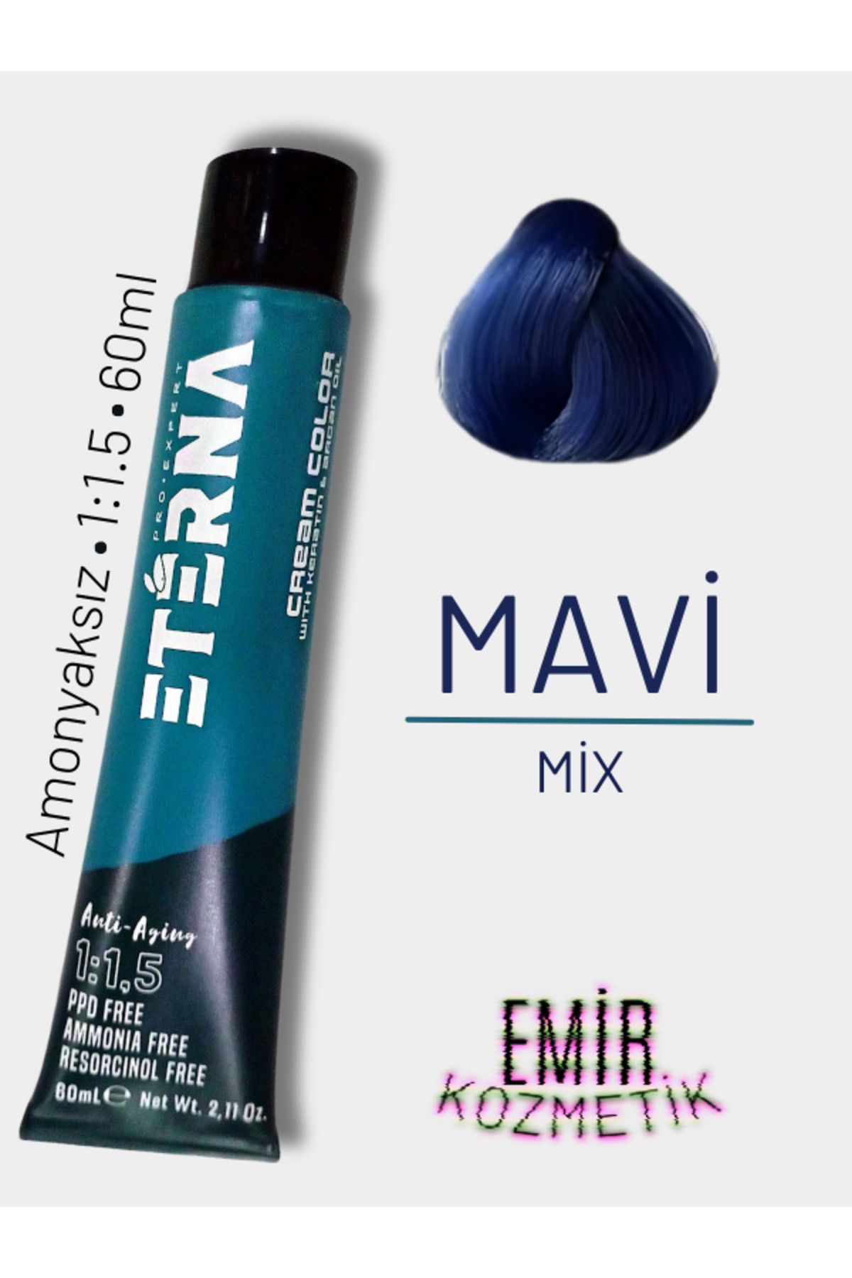 ETERNA Amonyaksız Doğal Saç Boyası - Mix Mavi