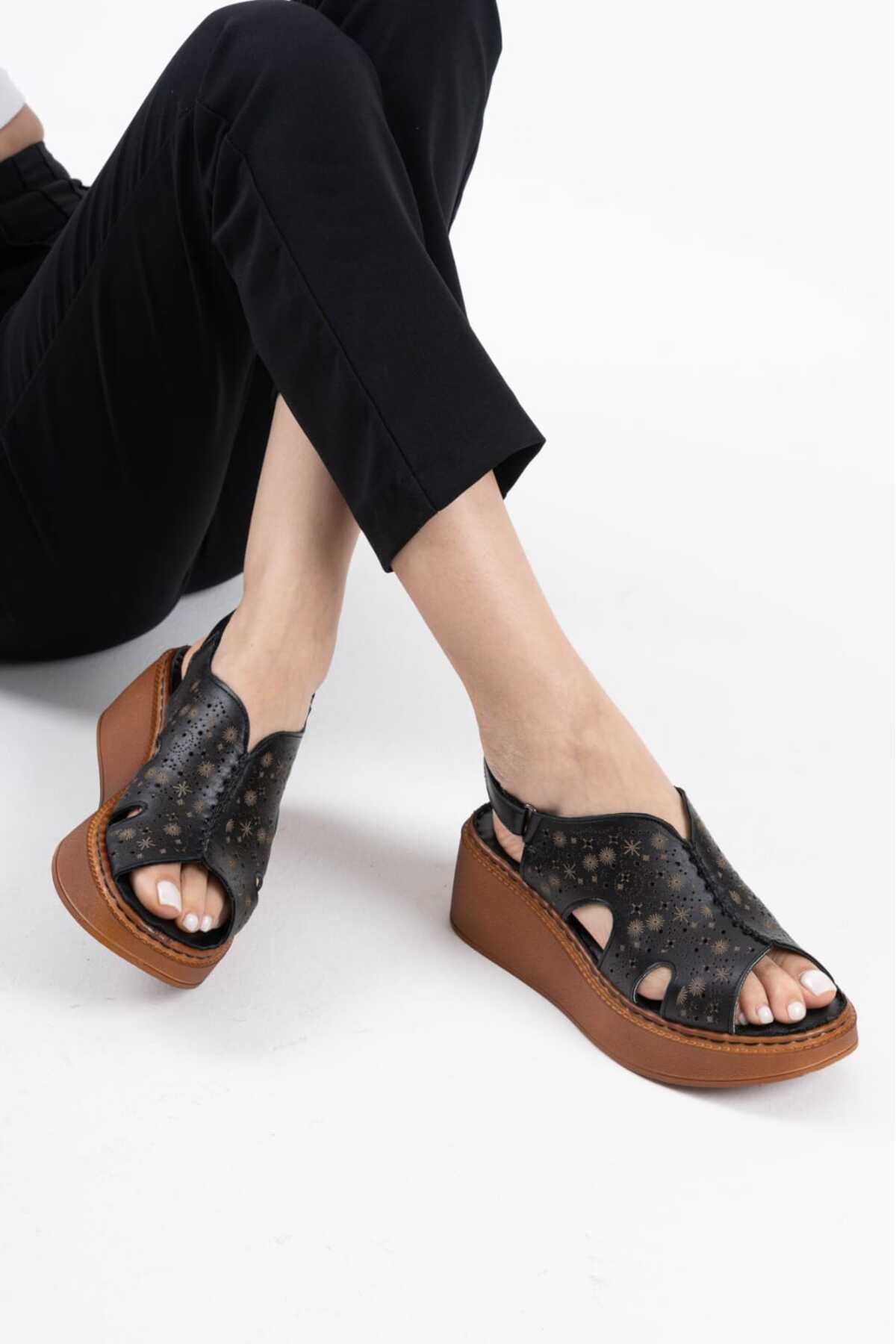 Halat Shoes Kadın Hakiki Deri Klasik Sandalet HLT-203