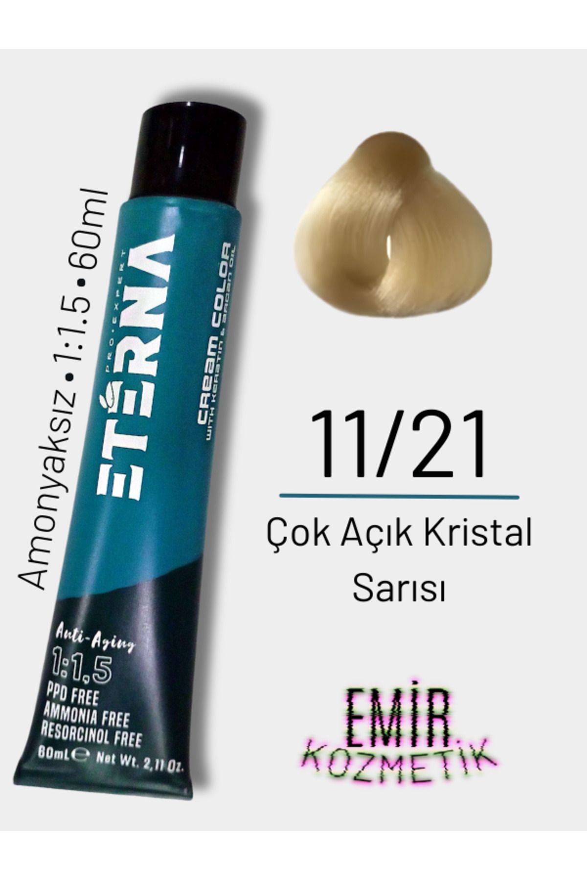 ETERNA Amonyaksız Doğal Saç Boyası - 11/21 Çok Açık Kristal Sarısı
