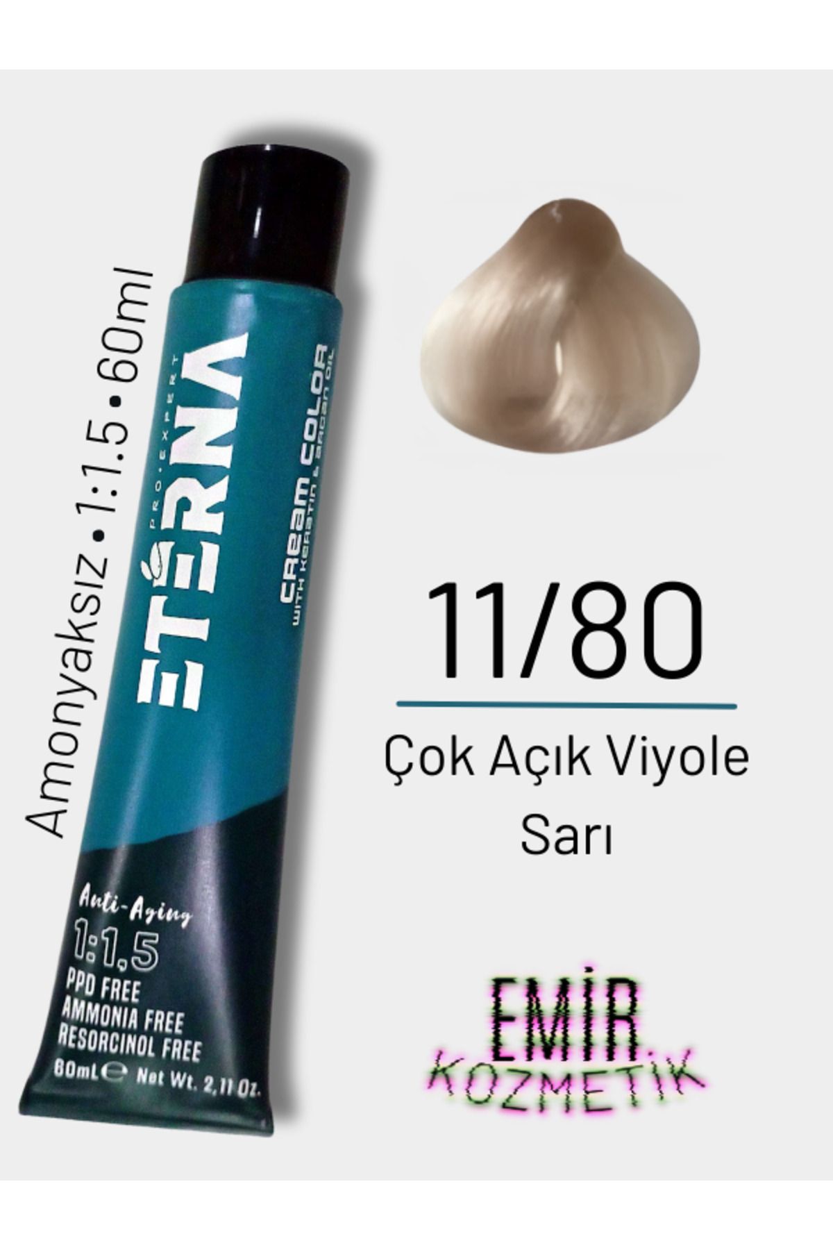 ETERNA Amonyaksız Doğal Saç Boyası - 11/80 Çok Açık Viyole Sarı
