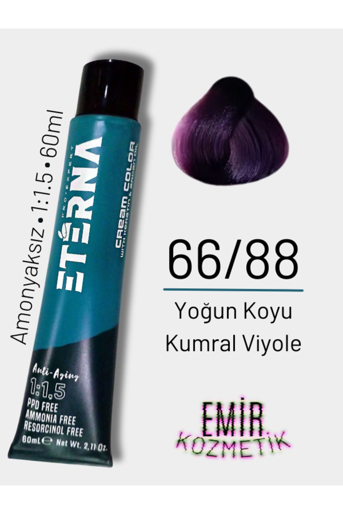ETERNA Amonyaksız Doğal Saç Boyası - 66/88 Yoğun Koyu Kumral Viyole