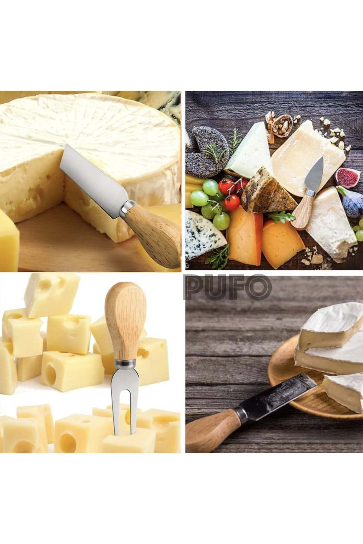 PUFO-Set of 3 Pufo cheese knives with wooden handle 4