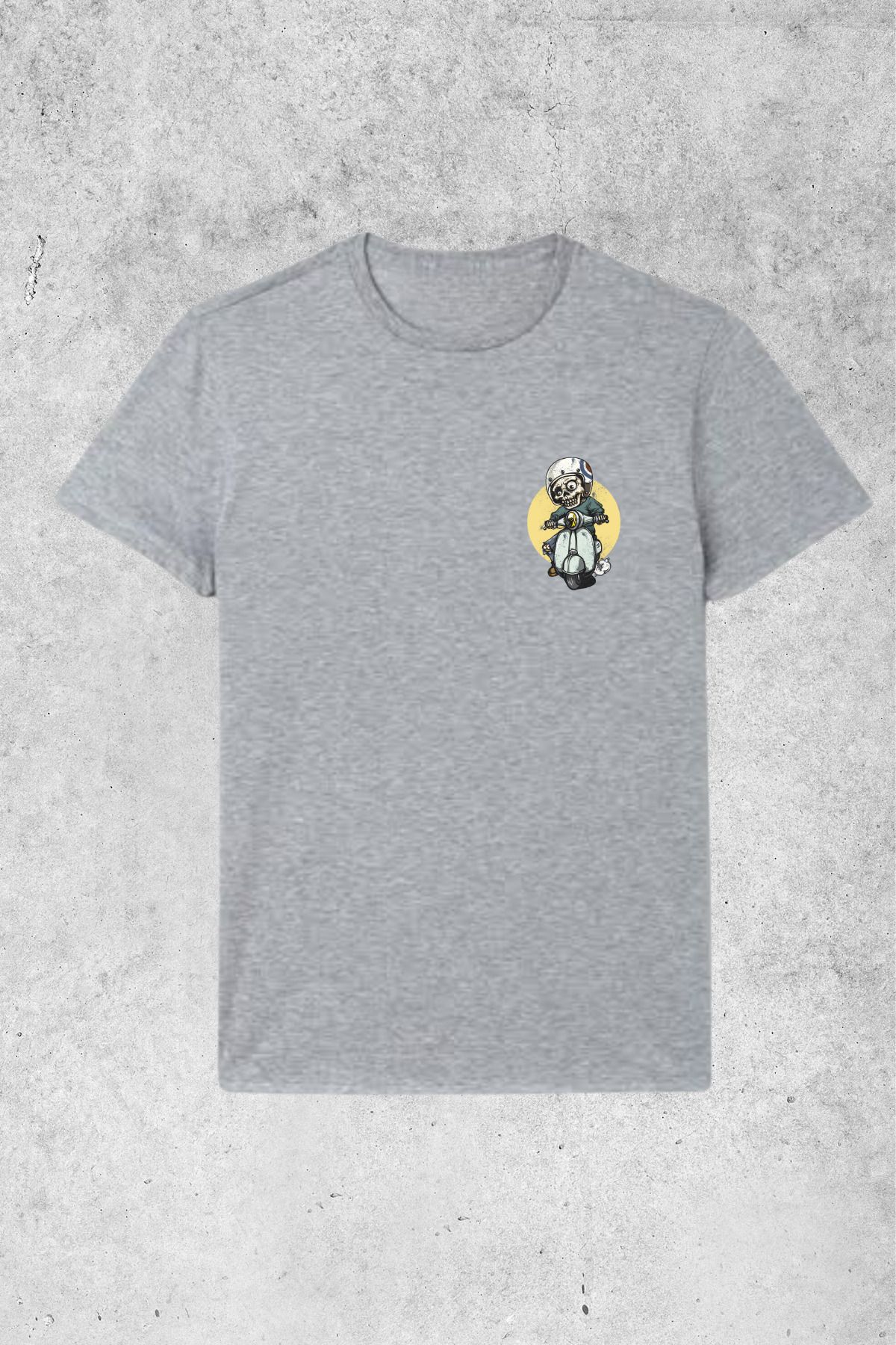 MOLICO basic unisex sıfır yaka kısa kollu MOTORCU KURT KAFA BASKILI Tshirt
