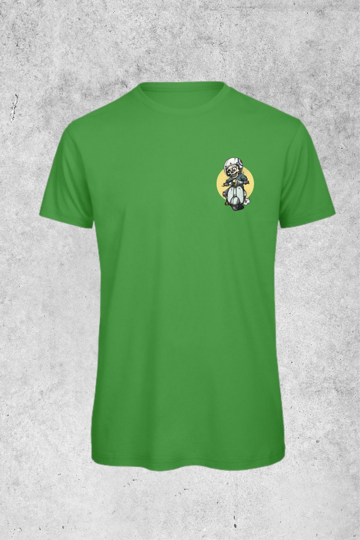 MOLICO basic unisex sıfır yaka kısa kollu MOTORCU KURT KAFA BASKILI Tshirt