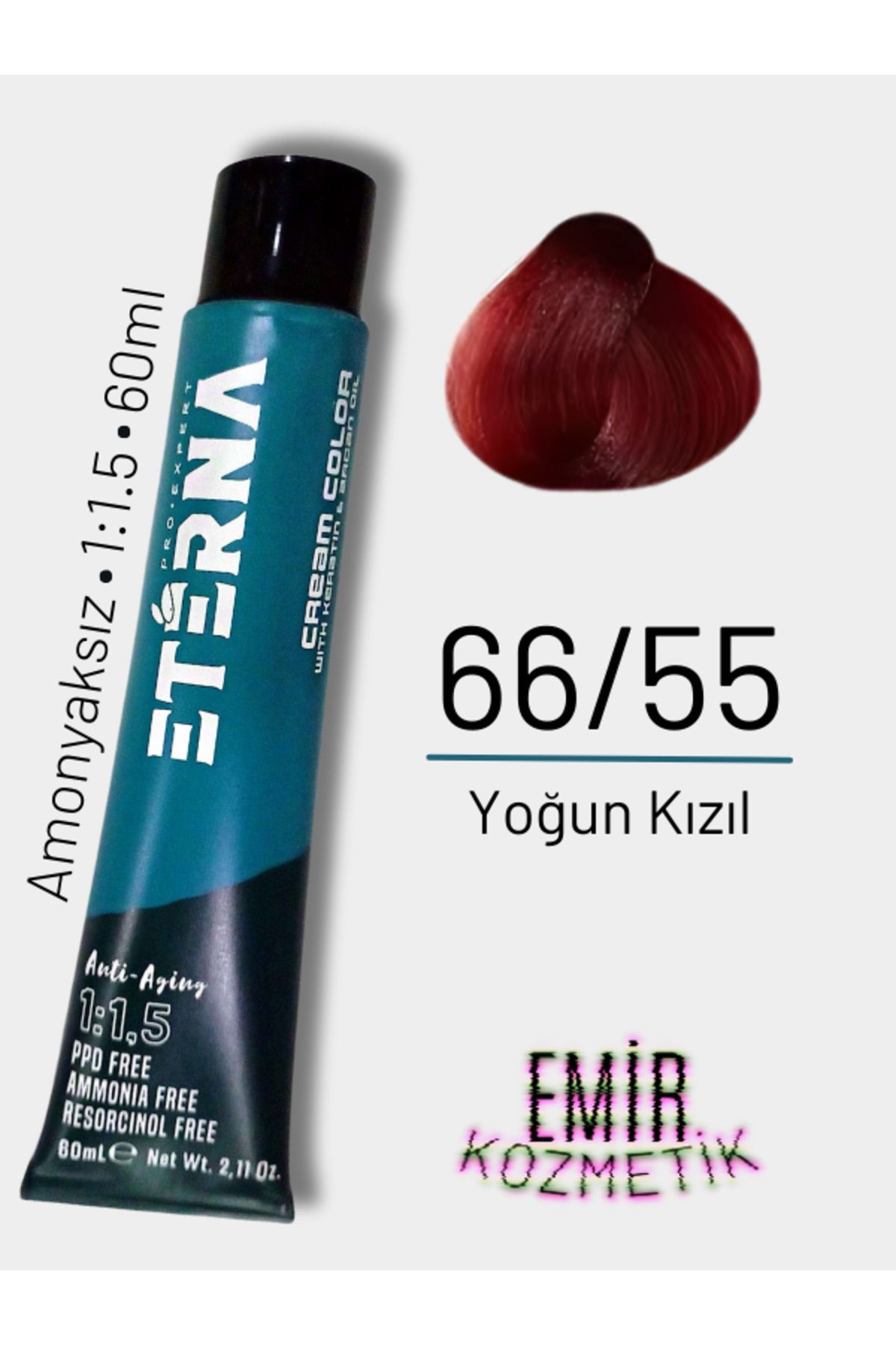 ETERNA Amonyaksız Doğal Saç Boyası - 66/55 Yoğun Kızıl