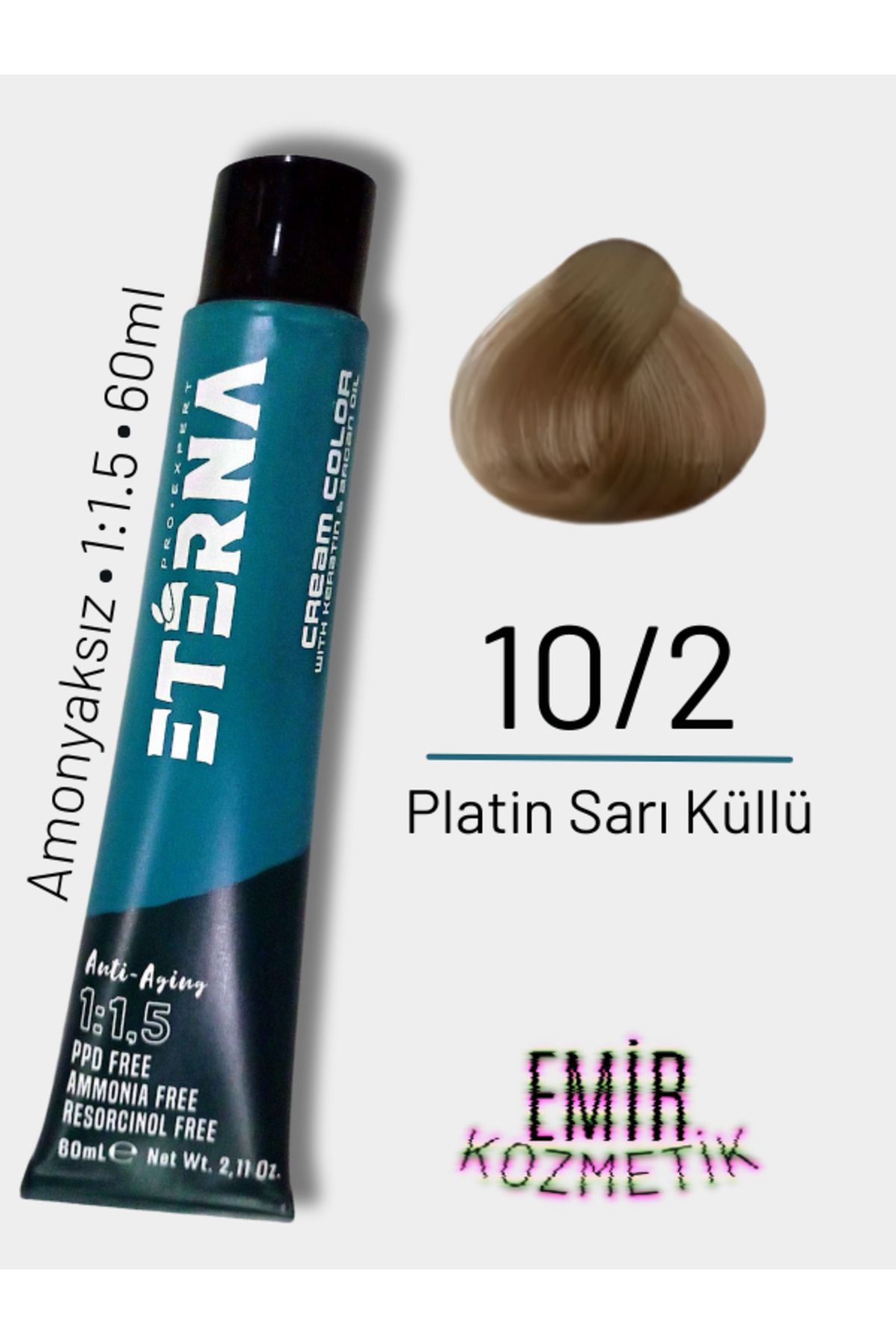 ETERNA Amonyaksız Doğal Saç Boyası - 10/2 Platin Sarı Küllü