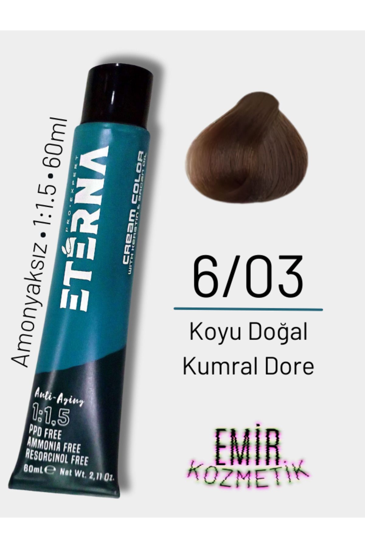 ETERNA Amonyaksız Doğal Saç Boyası - 6/03 Koyu Doğal Kumral Dore