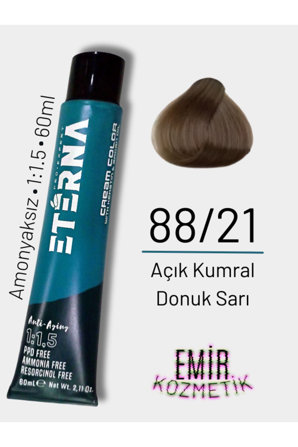 ETERNA Amonyaksız Doğal Saç Boyası - 88/21 Açık Kumral Donuk Sarı