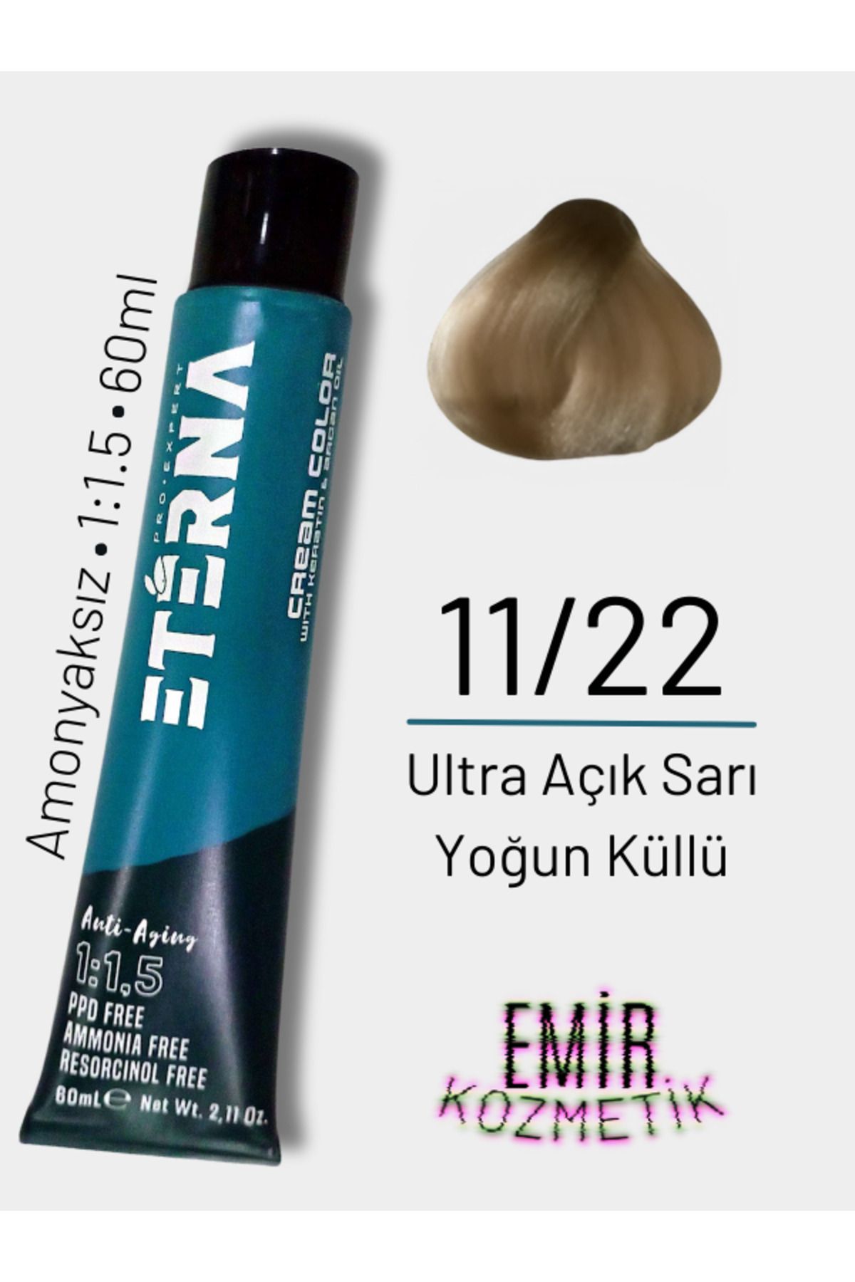 ETERNA Amonyaksız Doğal Saç Boyası - 11/22 Ultra Açık Sarı Yoğun Küllü