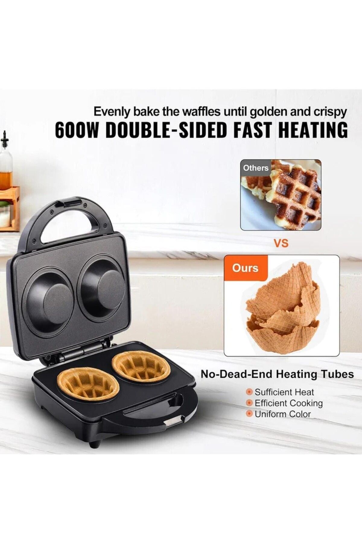 sonashi-Dual Waffle & Cone Maker, Non-Stick, Cool Touch, Easy Clean, Belgian Waffles, Snacks, Cookies 2