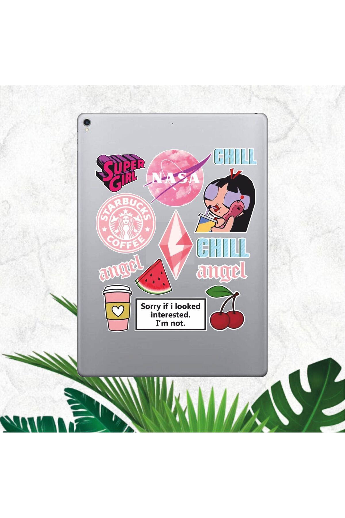 hediyenebak Toz Pembe Sticker Seti | Laptop Ajanda Pc Tablet Telefon Defter Etiket Bullet Journal