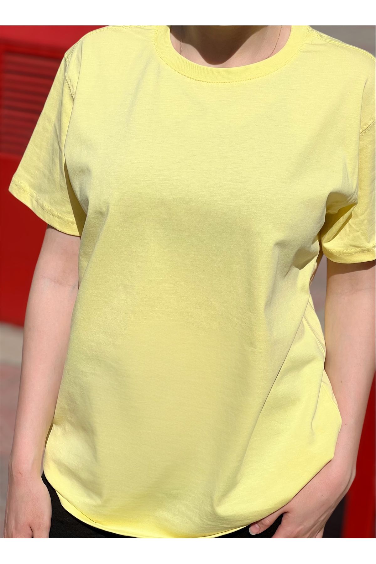 sweet&sweat Baskılı Sarı Sıfır Yaka Basic T-shirt
