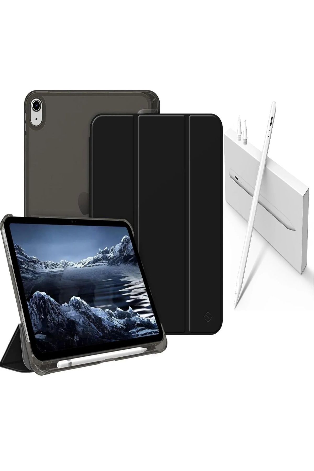 Covpor Apple iPad 10.NESİL 10.9 ve 11. NESİL A16 Uyumlu Flip Kılıf Siyah + Pencil(Kalem)