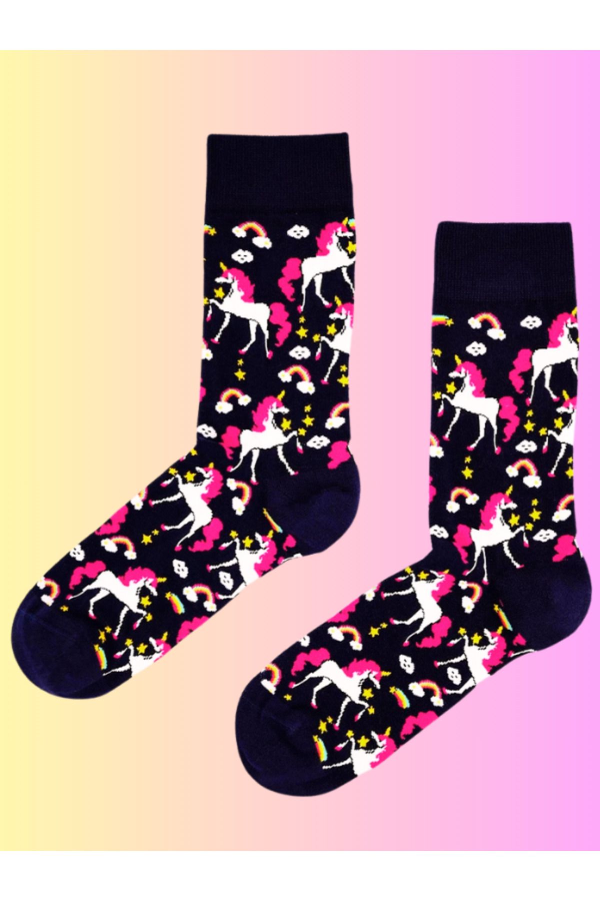 Shuttle Park Özel Seri Socks Renkli Eğlenceli Happy Unicorn Desenli Rahat Tasarım Tarz Kokulu Dikişsiz Çorap
