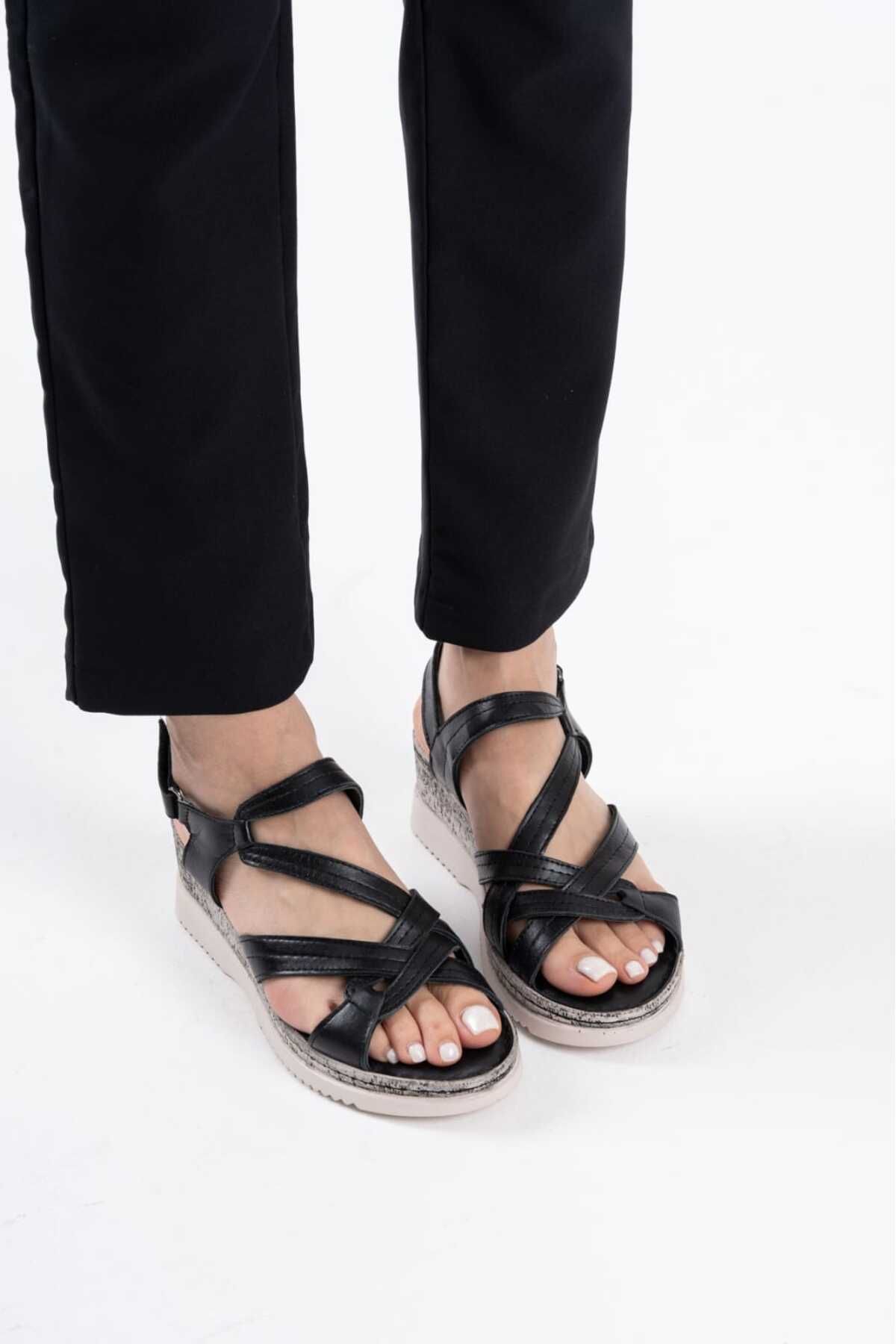 Halat Shoes Kadın Hakiki Deri Klasik Sandalet HLT-227